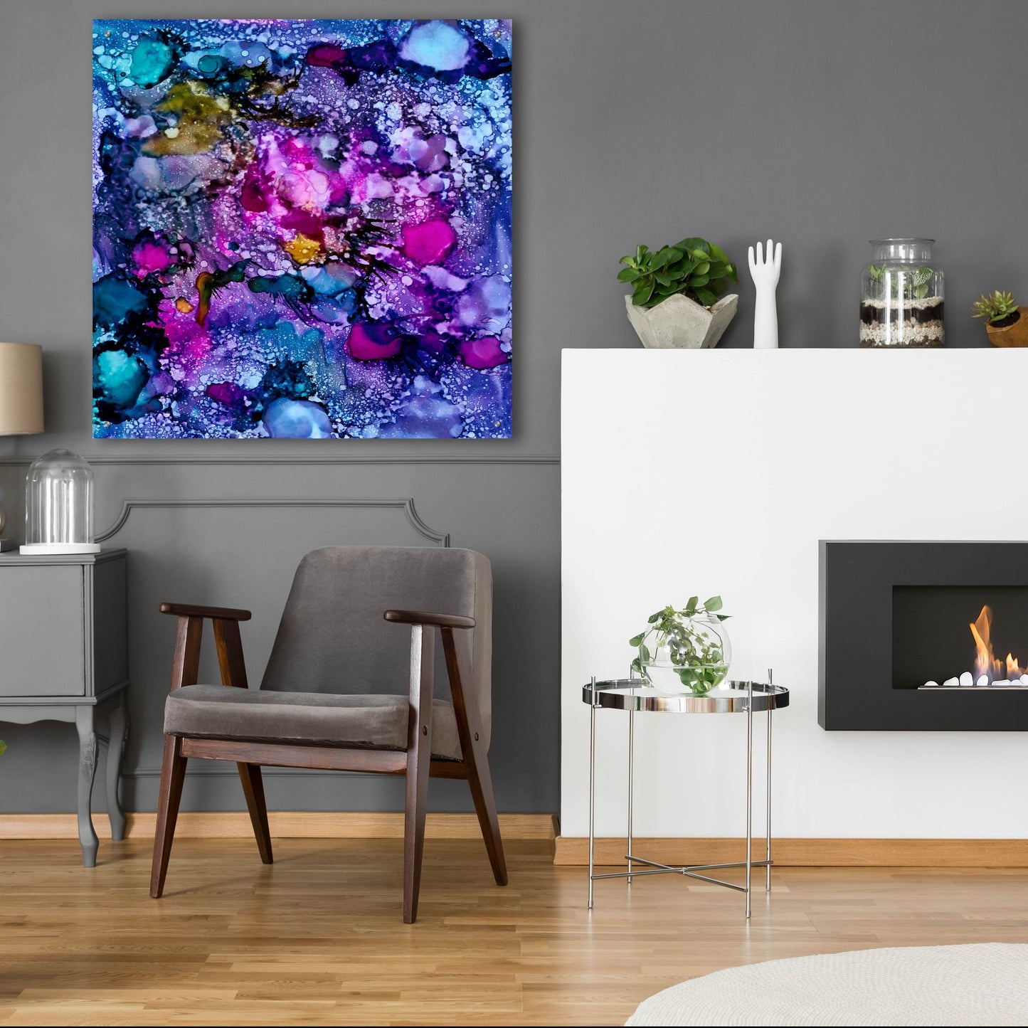 Epic Art 'Purple Outburst II' by Regina Moore, Acrylic Glass Wall Art,36x36