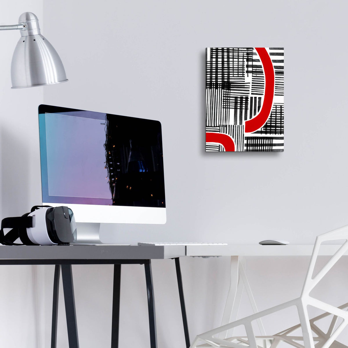 Epic Art 'Red Interrupted I' by Regina Moore, Acrylic Glass Wall Art,12x16