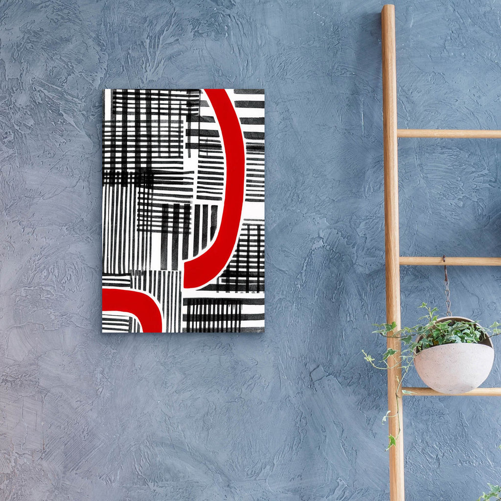 Epic Art 'Red Interrupted I' by Regina Moore, Acrylic Glass Wall Art,16x24