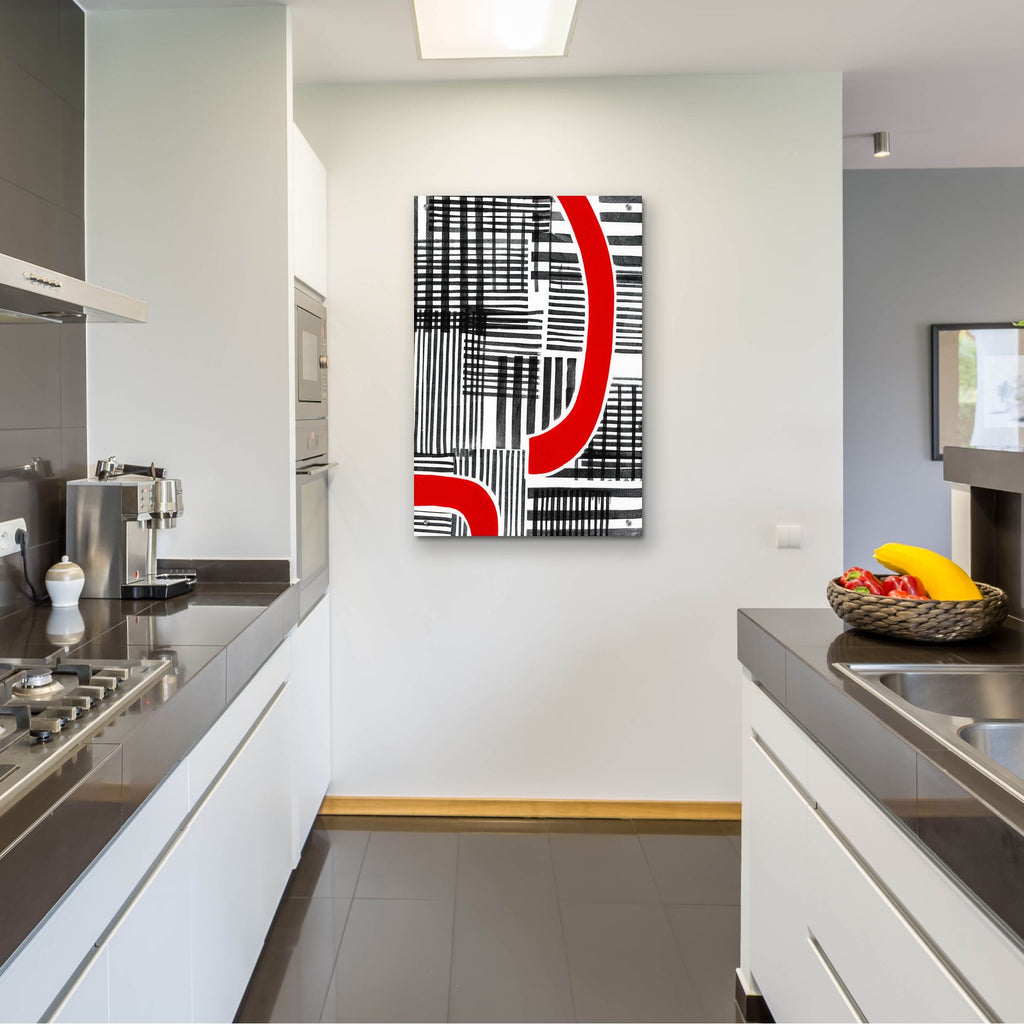 Epic Art 'Red Interrupted I' by Regina Moore, Acrylic Glass Wall Art,24x36