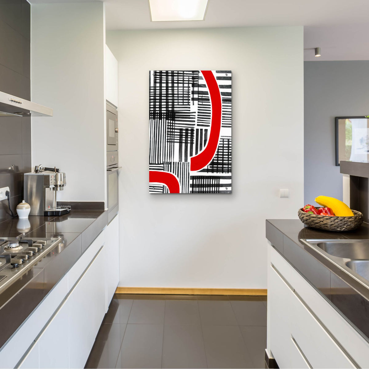 Epic Art 'Red Interrupted I' by Regina Moore, Acrylic Glass Wall Art,24x36