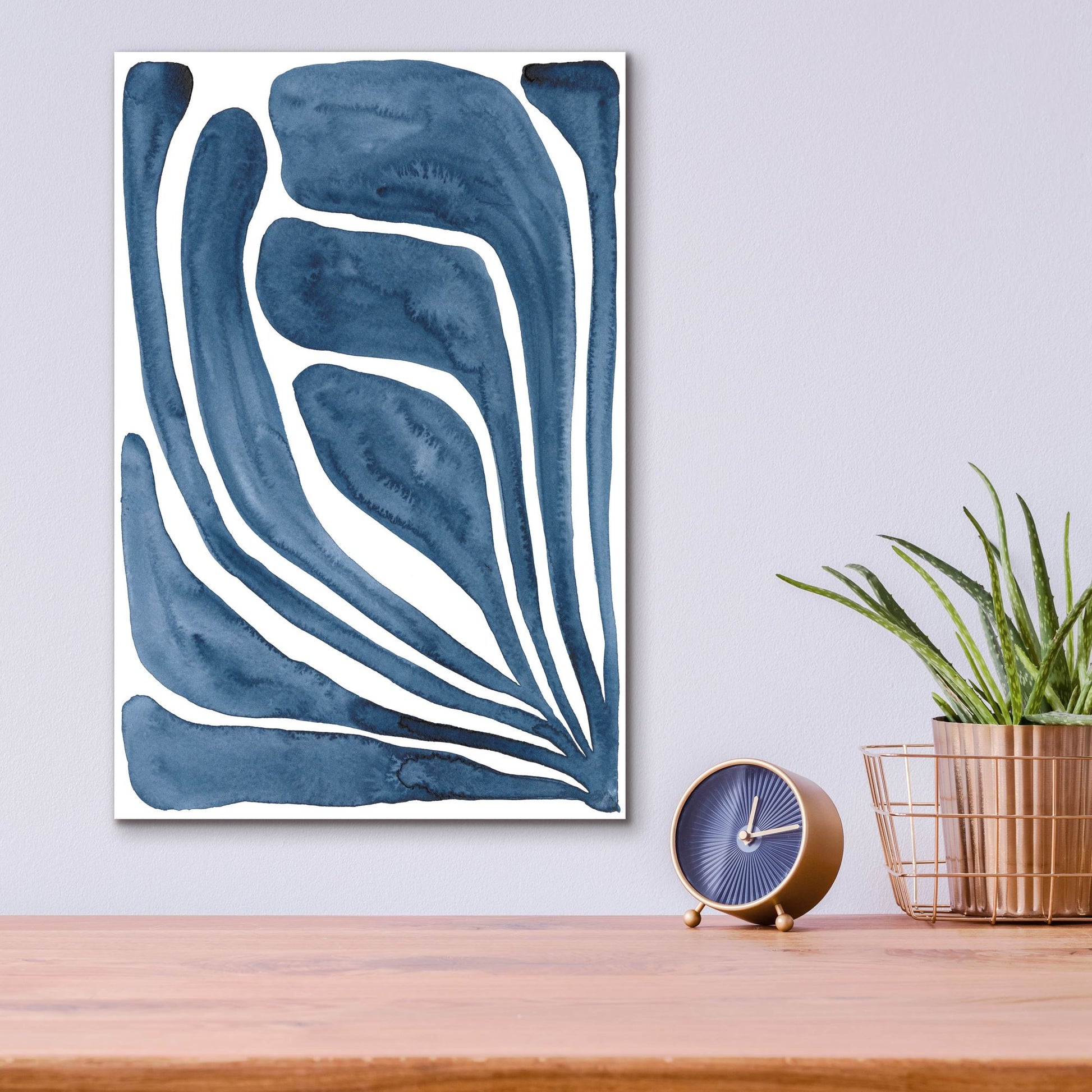 Epic Art 'Blue Stylized Leaf I' by Regina Moore, Acrylic Glass Wall Art,12x16