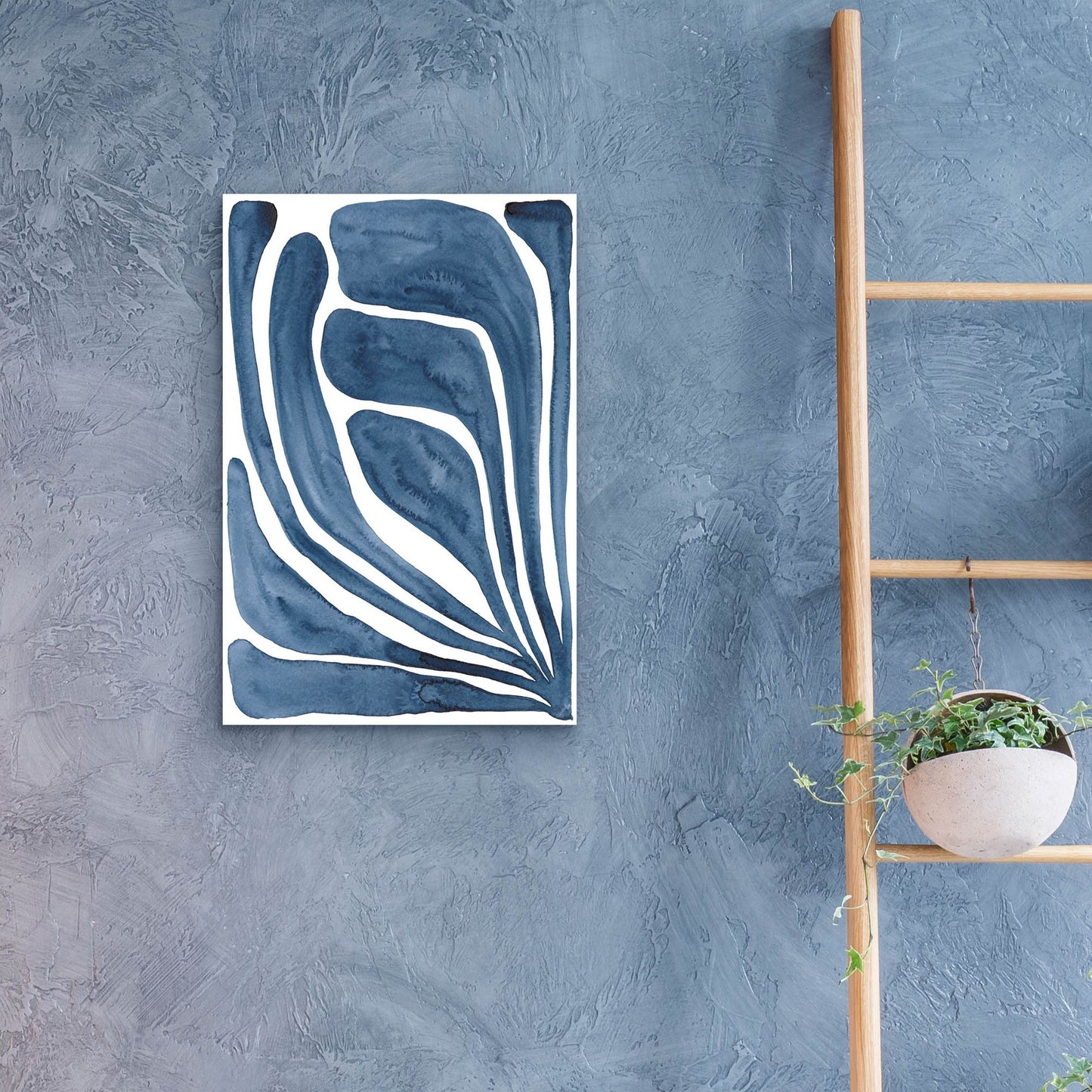 Epic Art 'Blue Stylized Leaf I' by Regina Moore, Acrylic Glass Wall Art,16x24