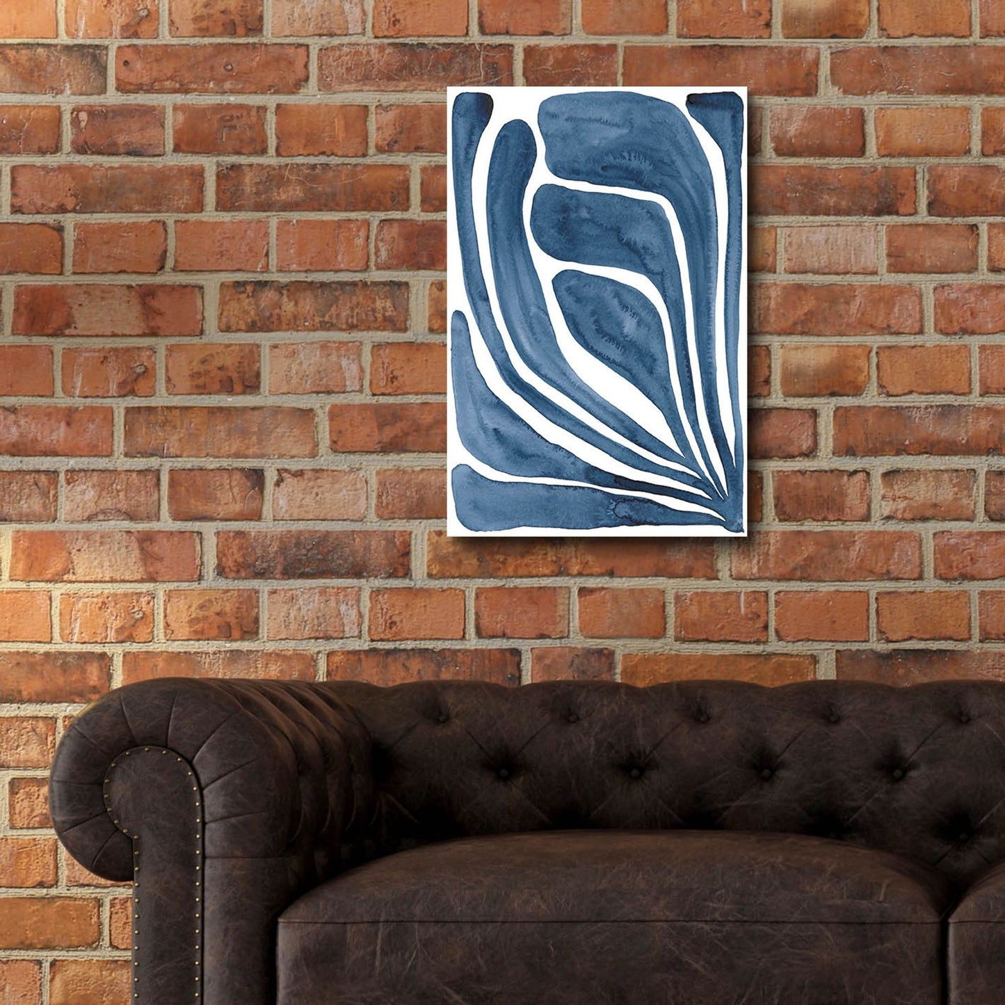 Epic Art 'Blue Stylized Leaf I' by Regina Moore, Acrylic Glass Wall Art,16x24