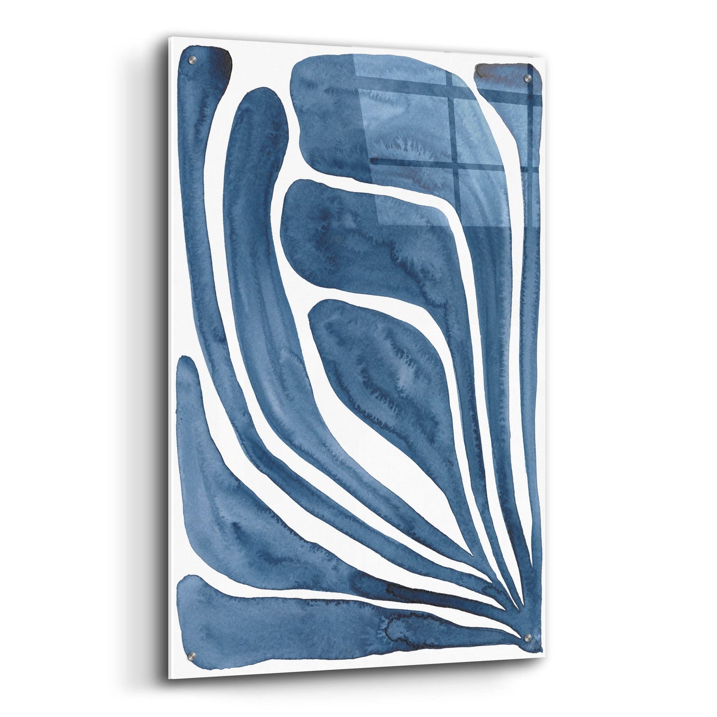 Epic Art 'Blue Stylized Leaf I' by Regina Moore, Acrylic Glass Wall Art,24x36