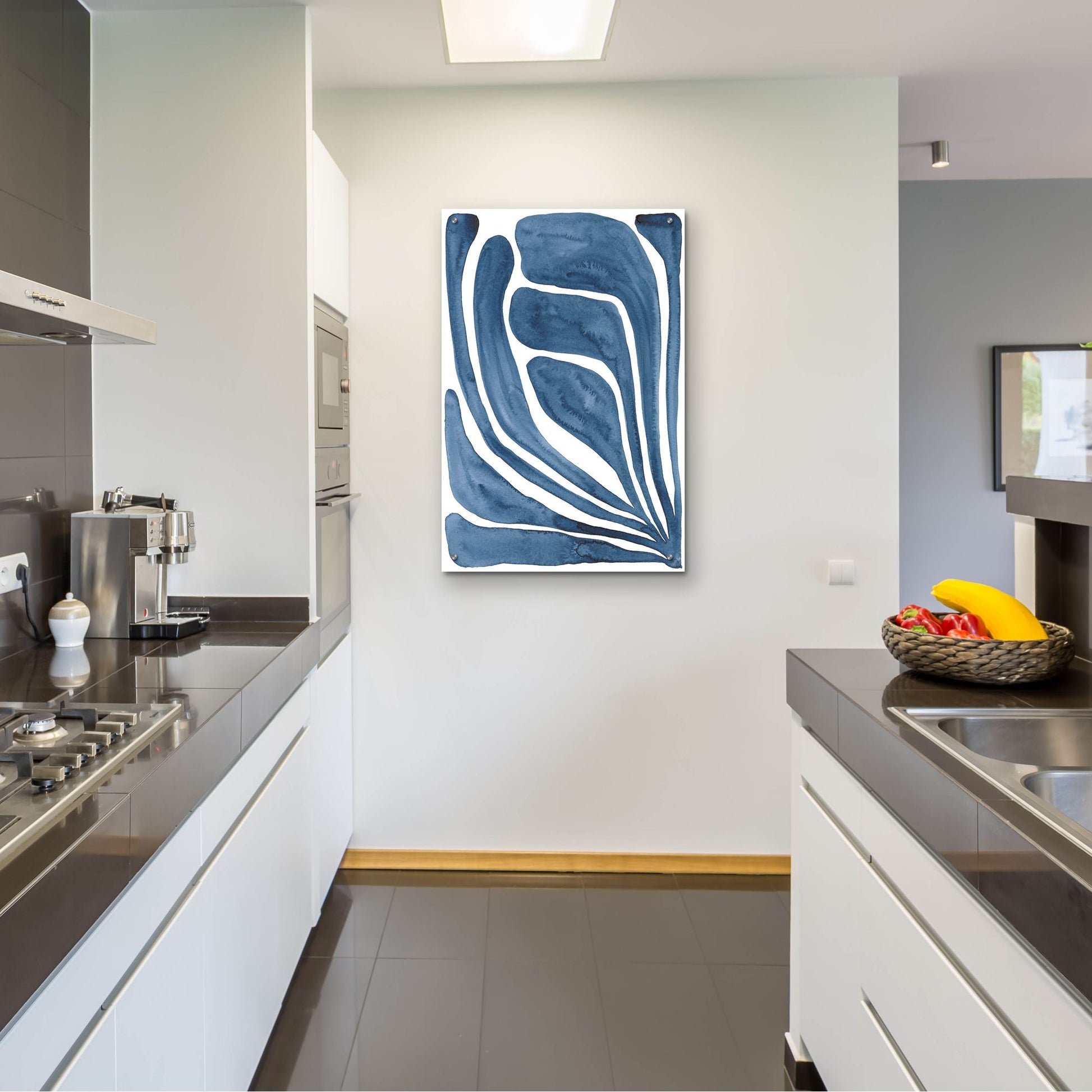 Epic Art 'Blue Stylized Leaf I' by Regina Moore, Acrylic Glass Wall Art,24x36