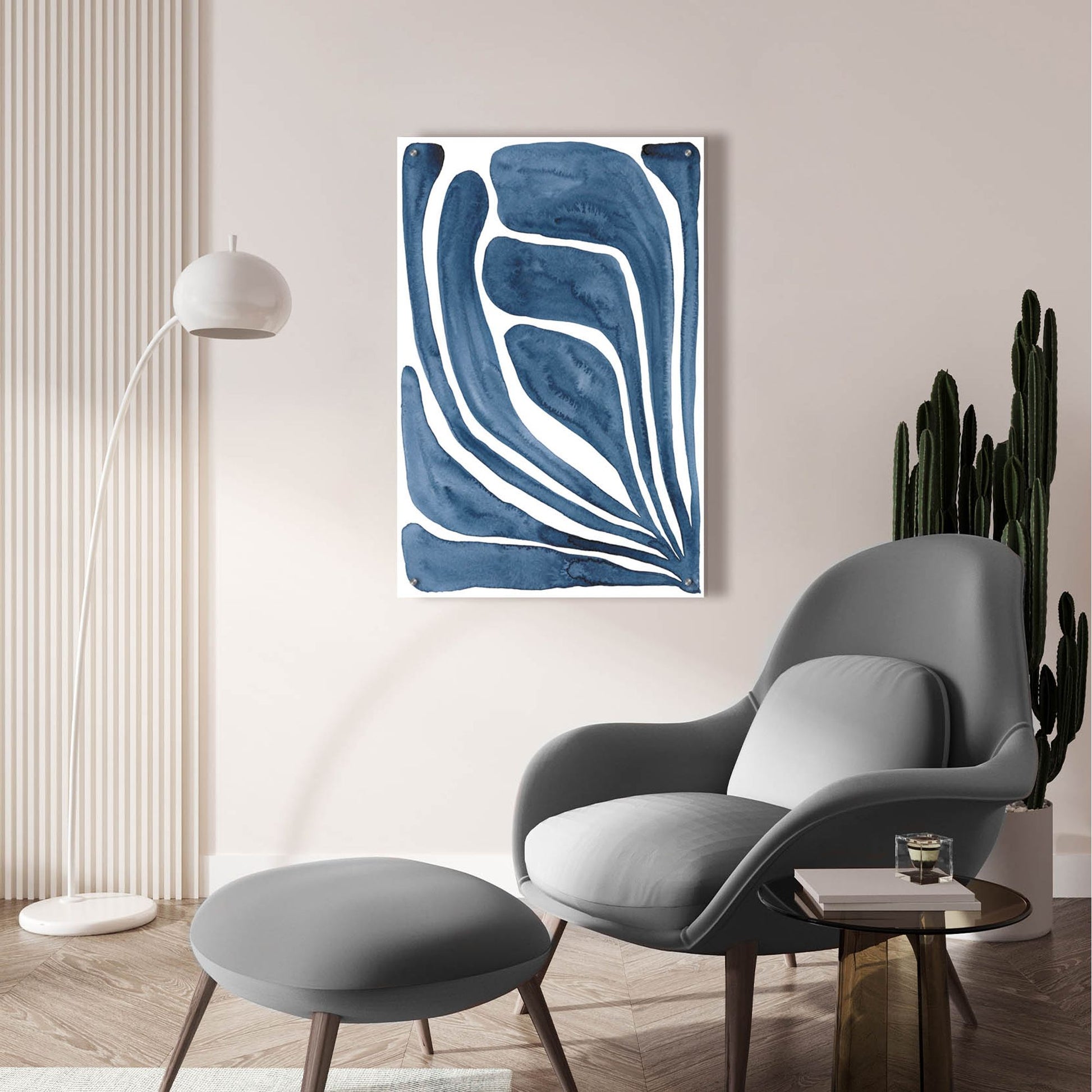 Epic Art 'Blue Stylized Leaf I' by Regina Moore, Acrylic Glass Wall Art,24x36