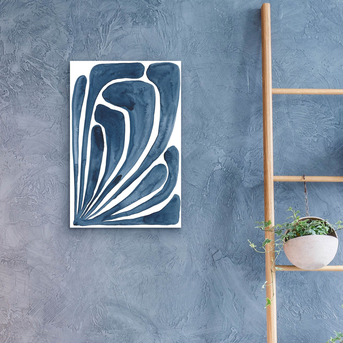 Epic Art 'Blue Stylized Leaf II' by Regina Moore, Acrylic Glass Wall Art,16x24