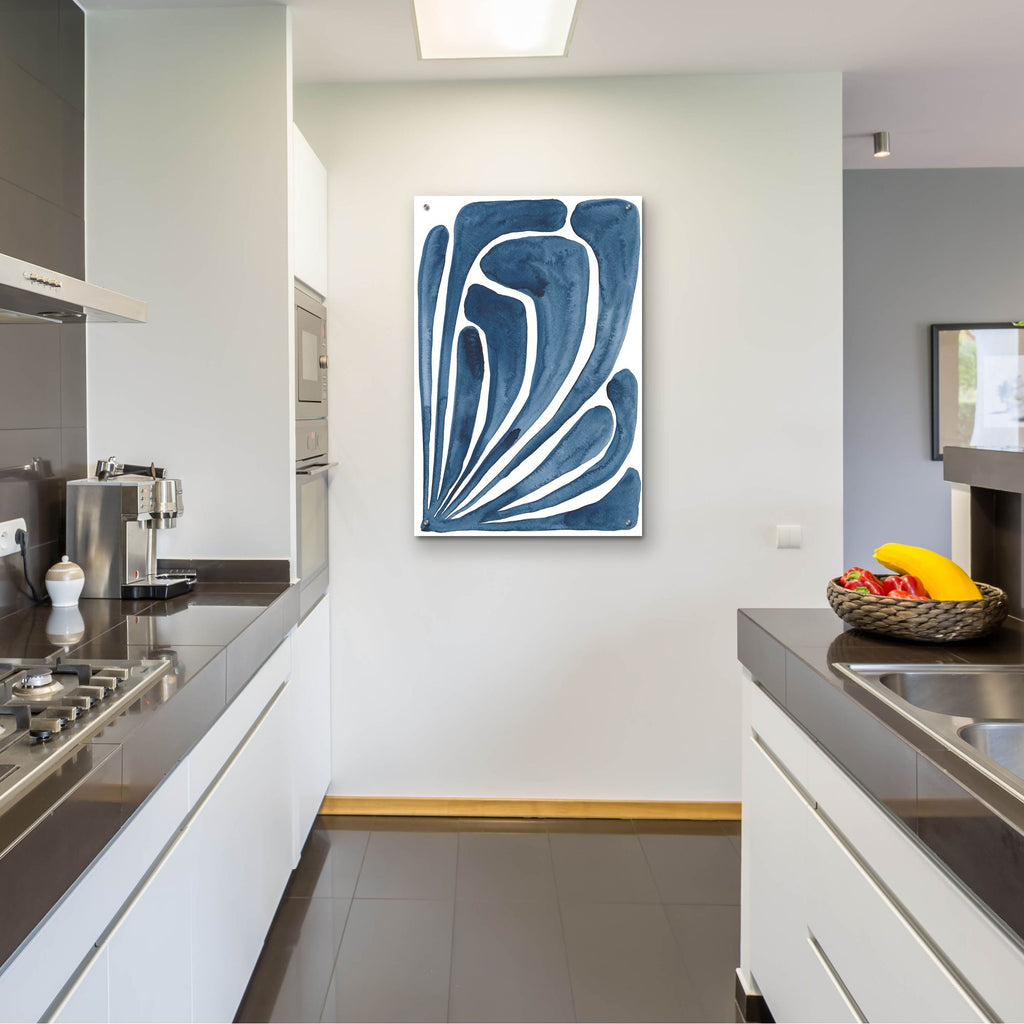 Epic Art 'Blue Stylized Leaf II' by Regina Moore, Acrylic Glass Wall Art,24x36