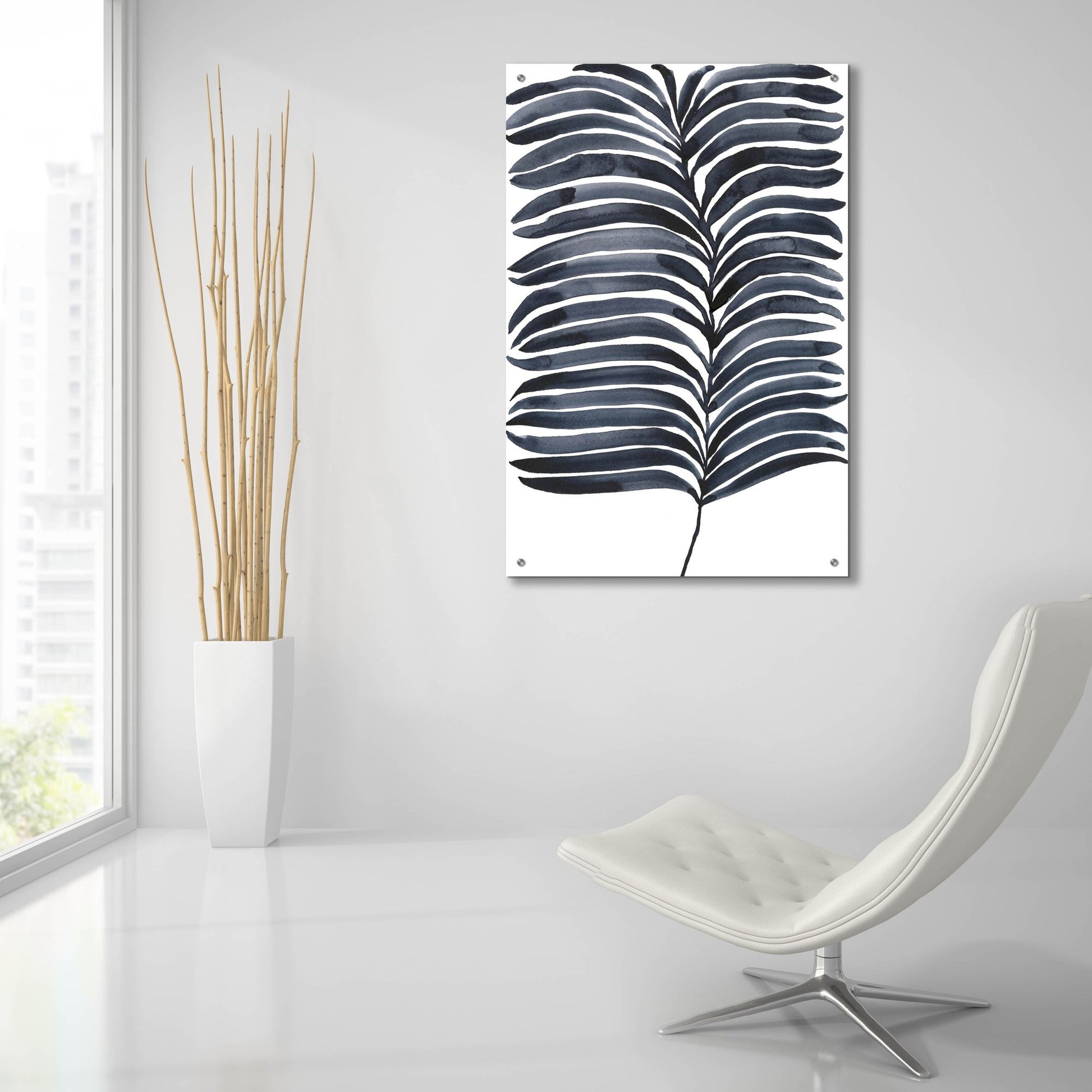 Epic Art 'Indigo Fronds I' by Regina Moore, Acrylic Glass Wall Art,24x36