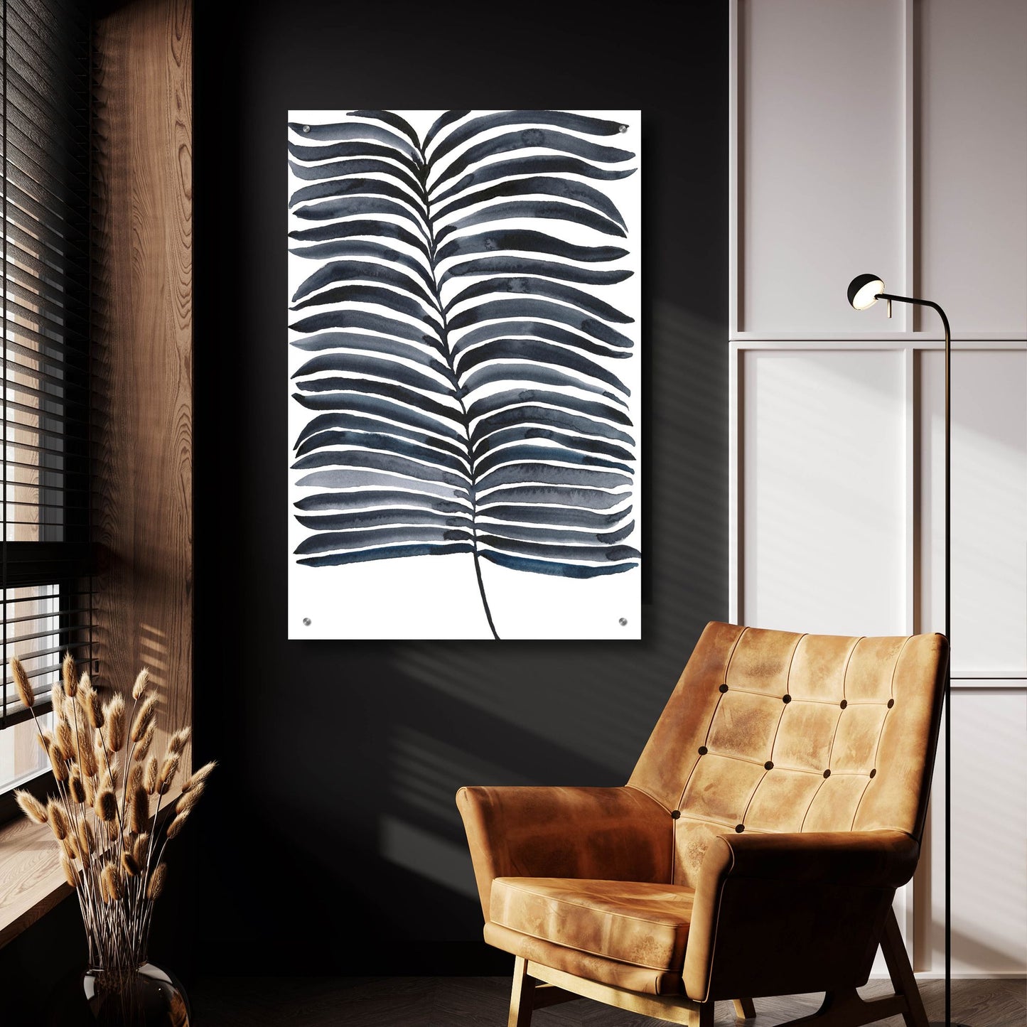 Epic Art 'Indigo Fronds II' by Regina Moore, Acrylic Glass Wall Art,24x36