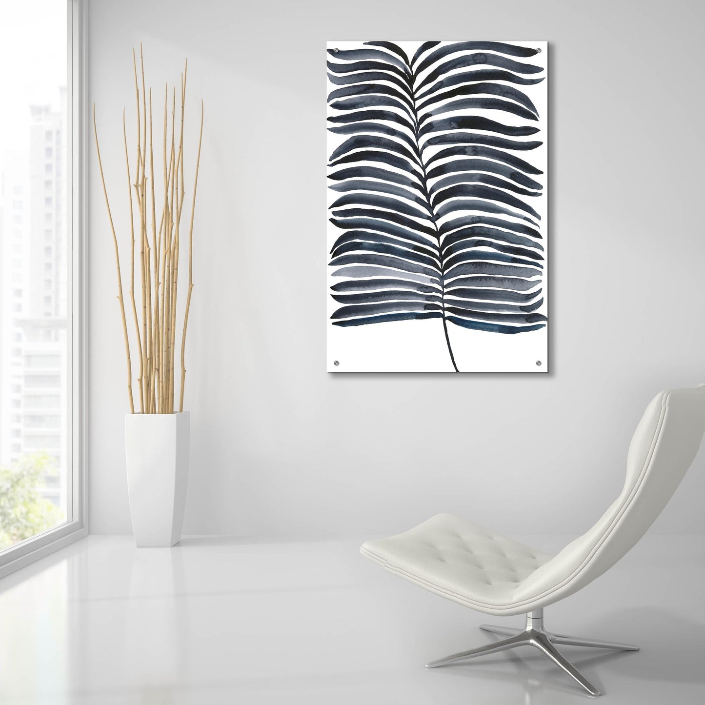 Epic Art 'Indigo Fronds II' by Regina Moore, Acrylic Glass Wall Art,24x36