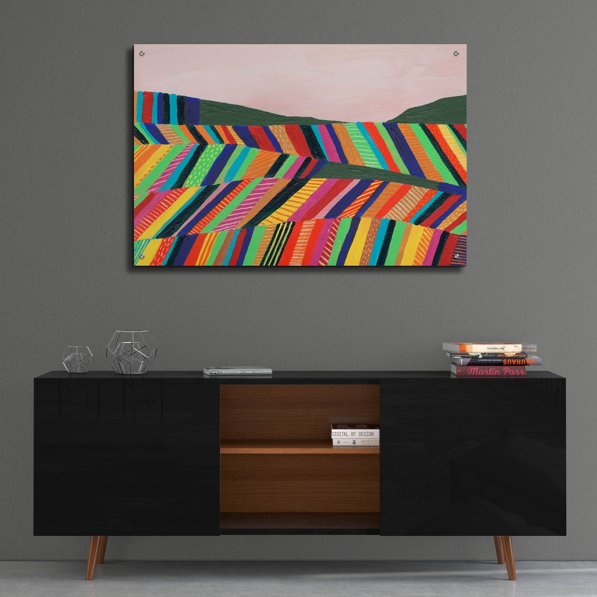 Epic Art 'Rainbow Fields I' by Regina Moore, Acrylic Glass Wall Art,36x24