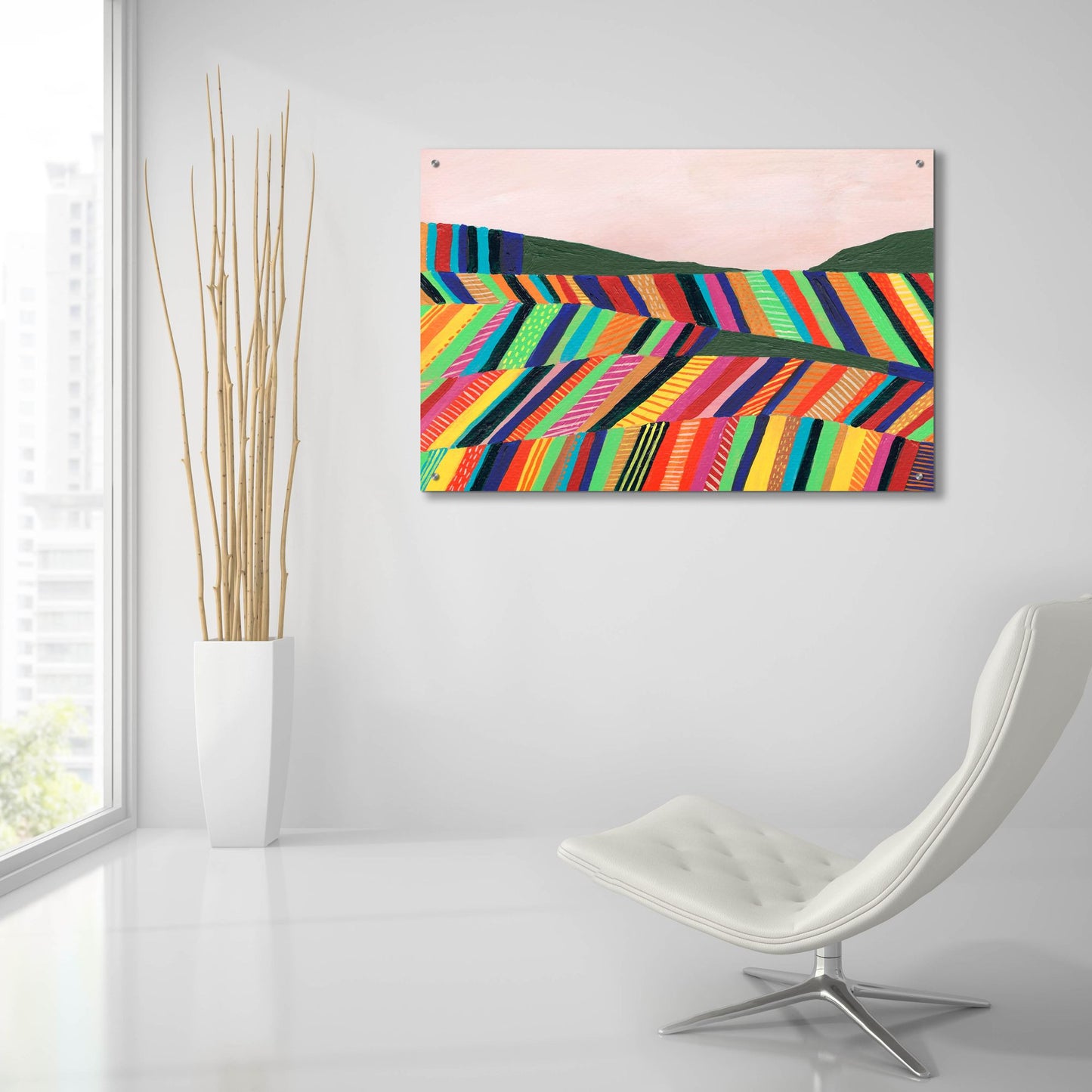 Epic Art 'Rainbow Fields I' by Regina Moore, Acrylic Glass Wall Art,36x24