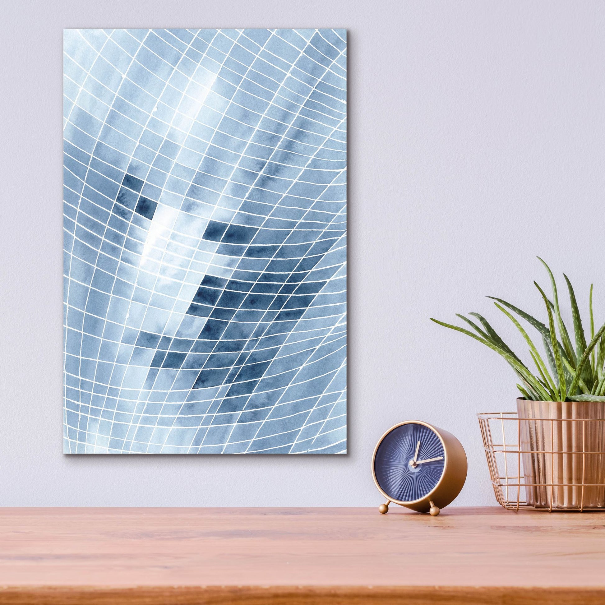 Epic Art 'Blue Grid I' by Regina Moore, Acrylic Glass Wall Art,12x16