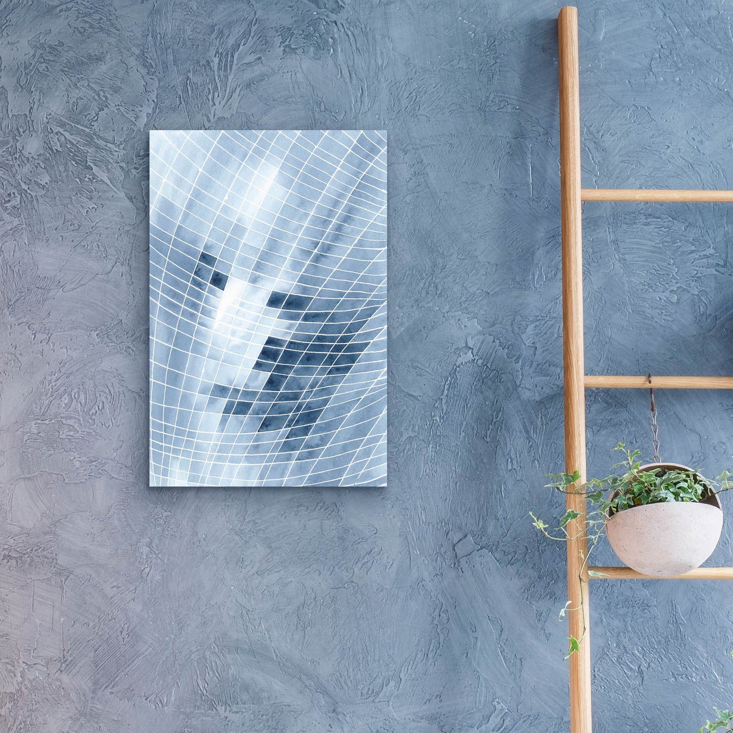 Epic Art 'Blue Grid I' by Regina Moore, Acrylic Glass Wall Art,16x24