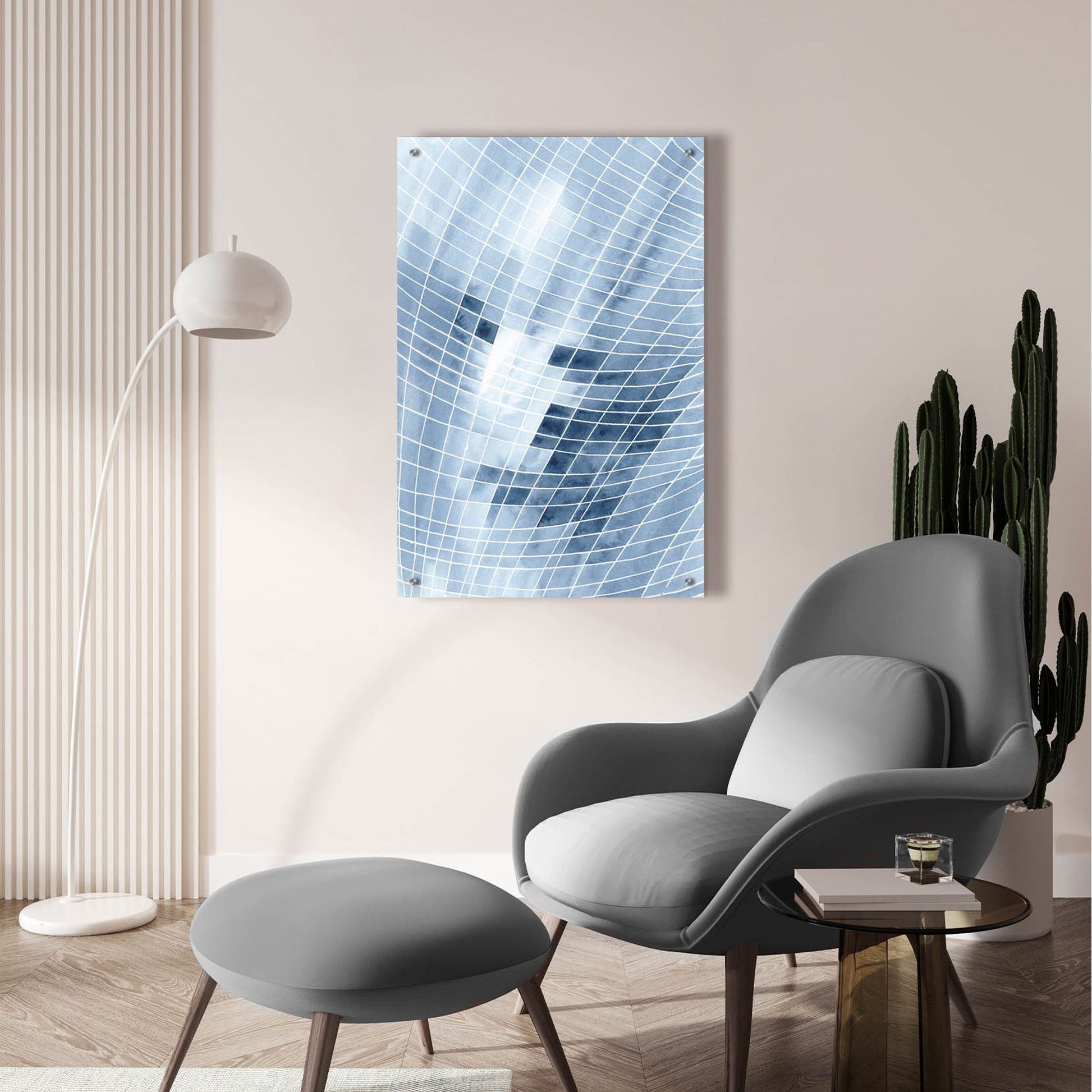 Epic Art 'Blue Grid I' by Regina Moore, Acrylic Glass Wall Art,24x36