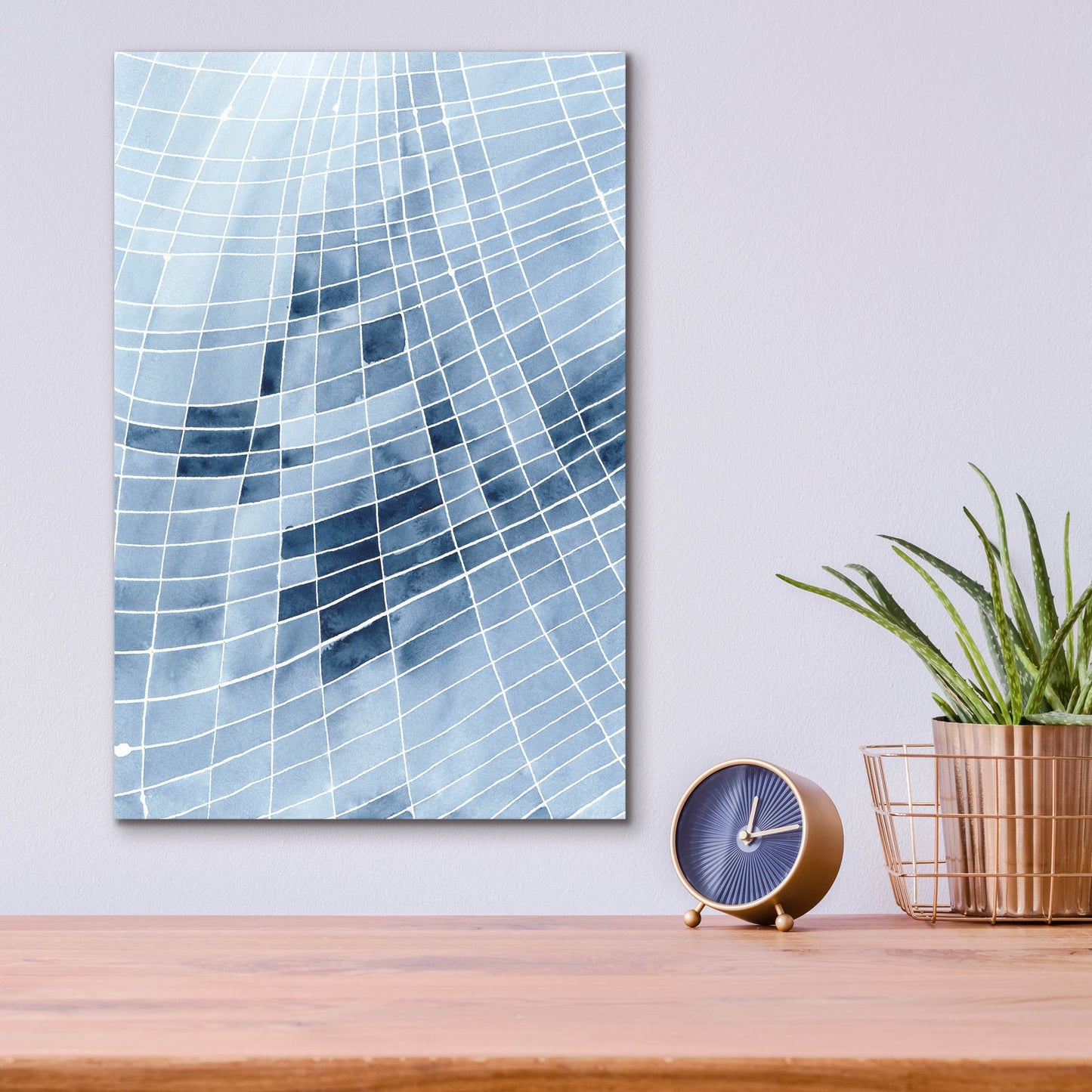 Epic Art 'Blue Grid II' by Regina Moore, Acrylic Glass Wall Art,12x16