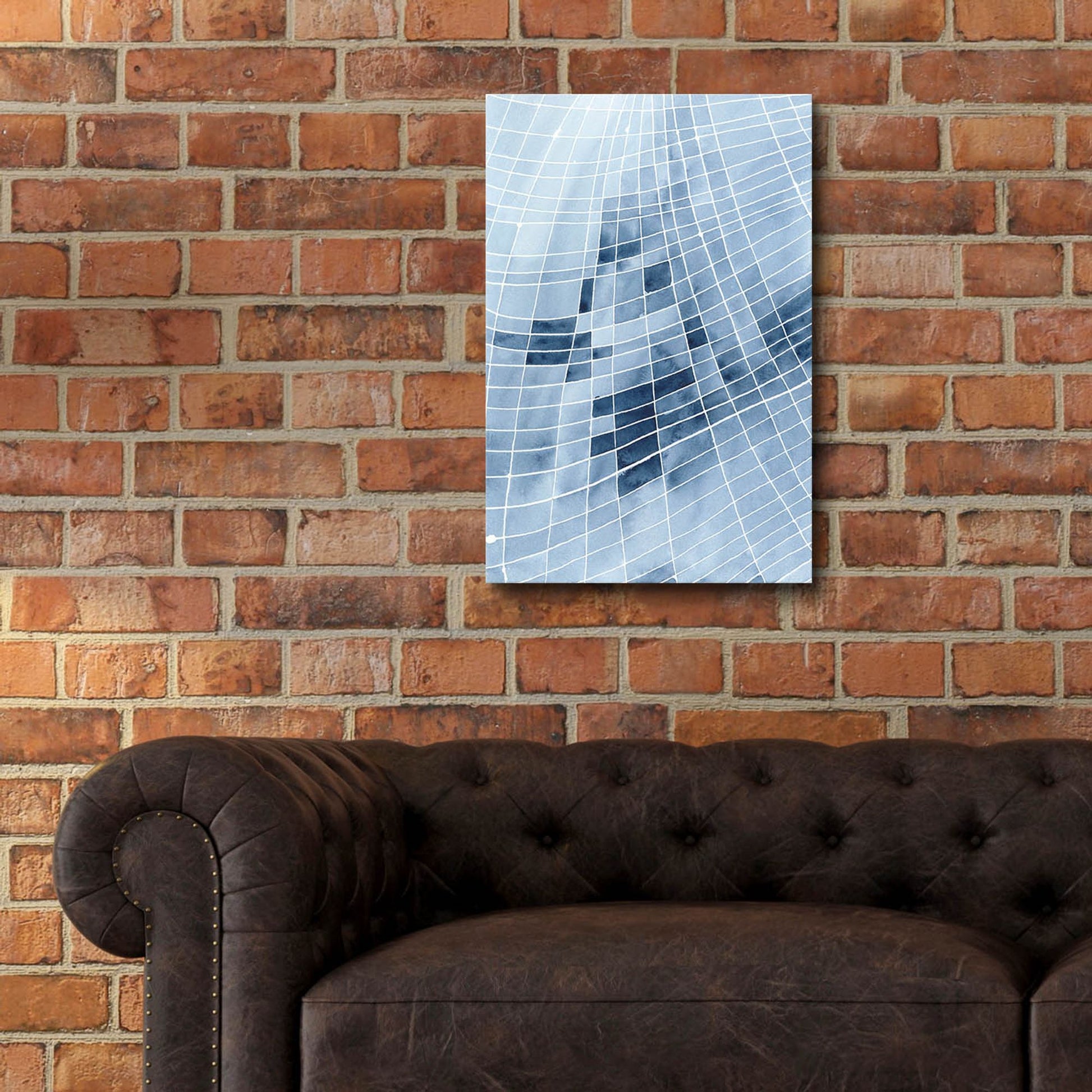 Epic Art 'Blue Grid II' by Regina Moore, Acrylic Glass Wall Art,16x24