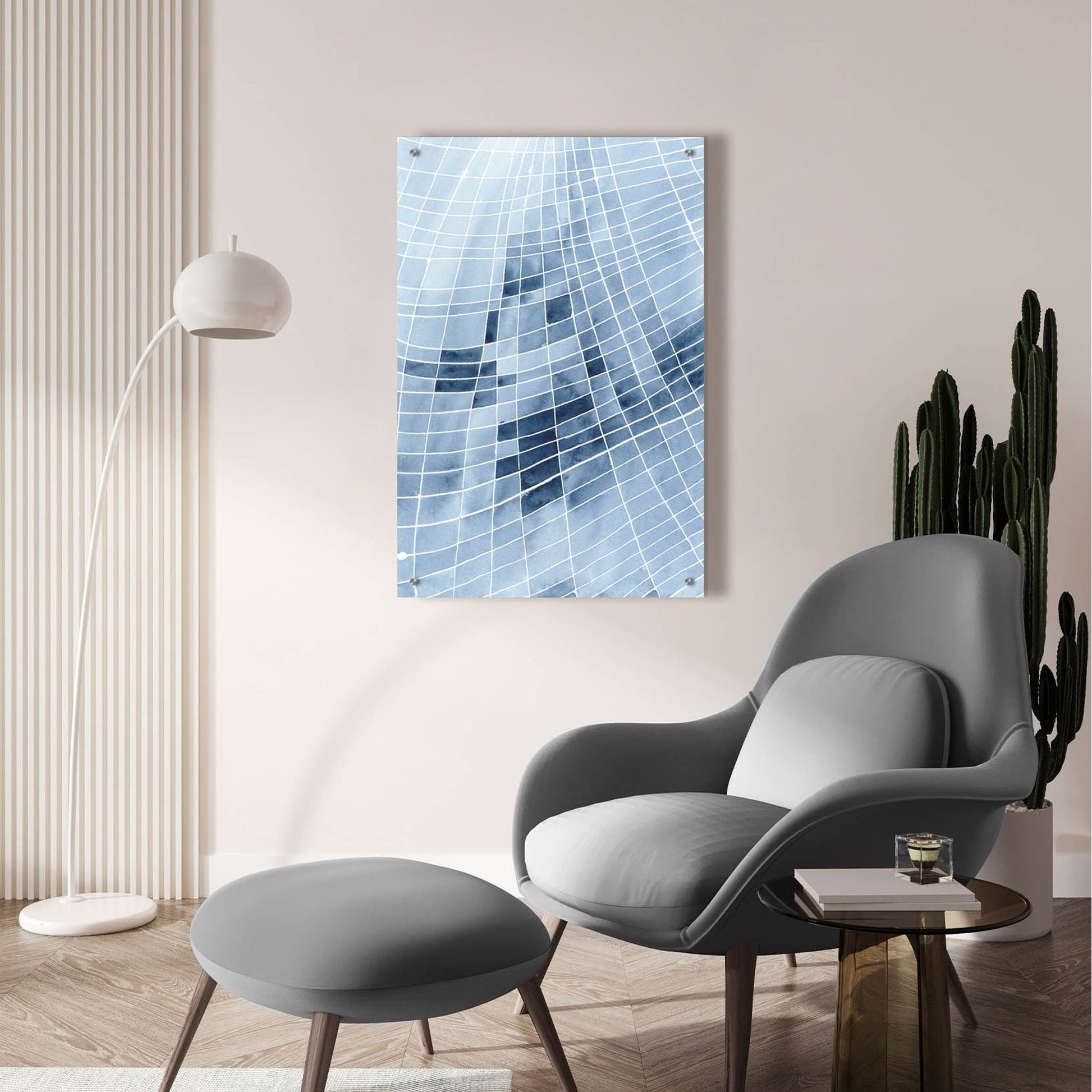 Epic Art 'Blue Grid II' by Regina Moore, Acrylic Glass Wall Art,24x36