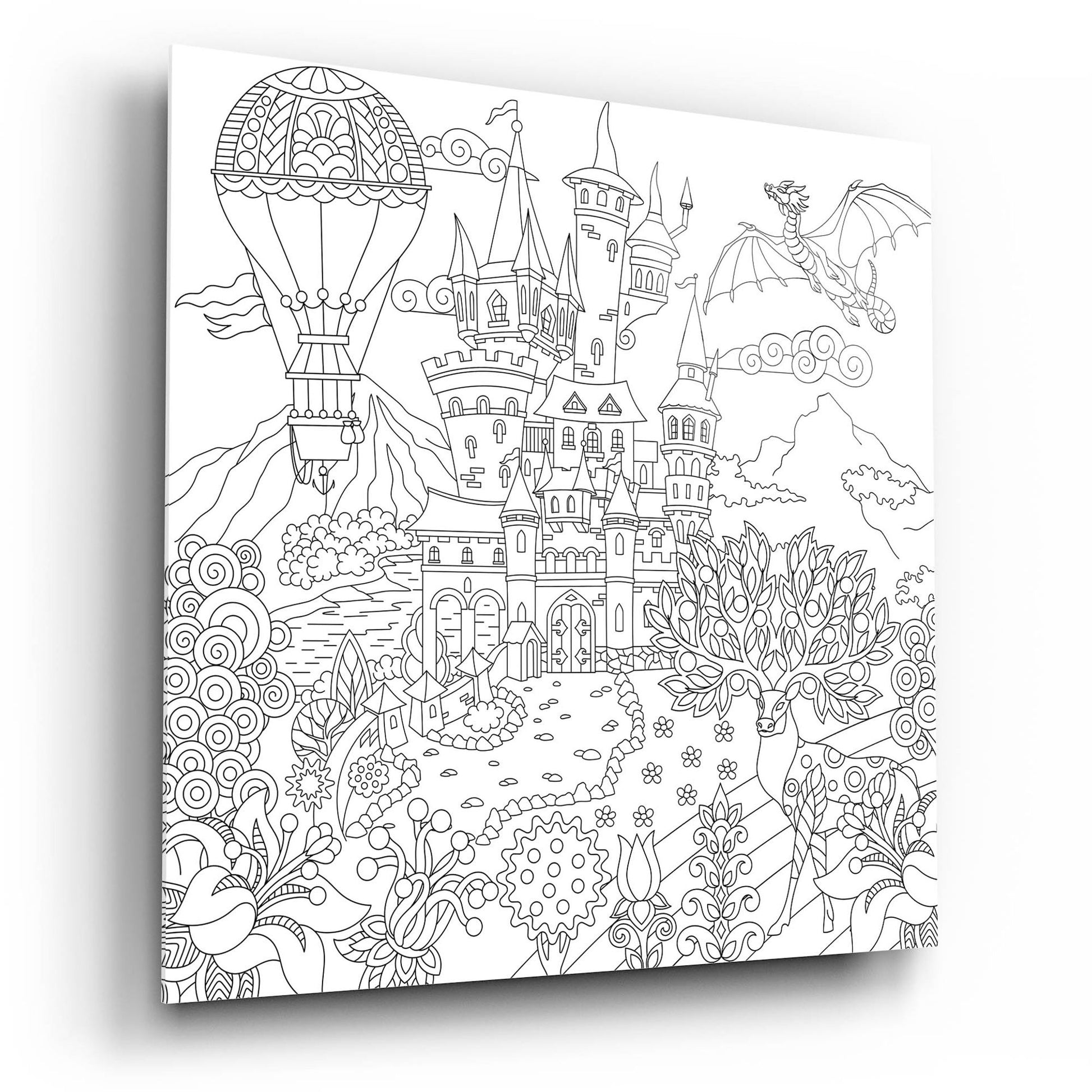 Epic Art 'Coloring Book Castle' by Epic Portfolio, Acrylic Glass Wall Art,12x12