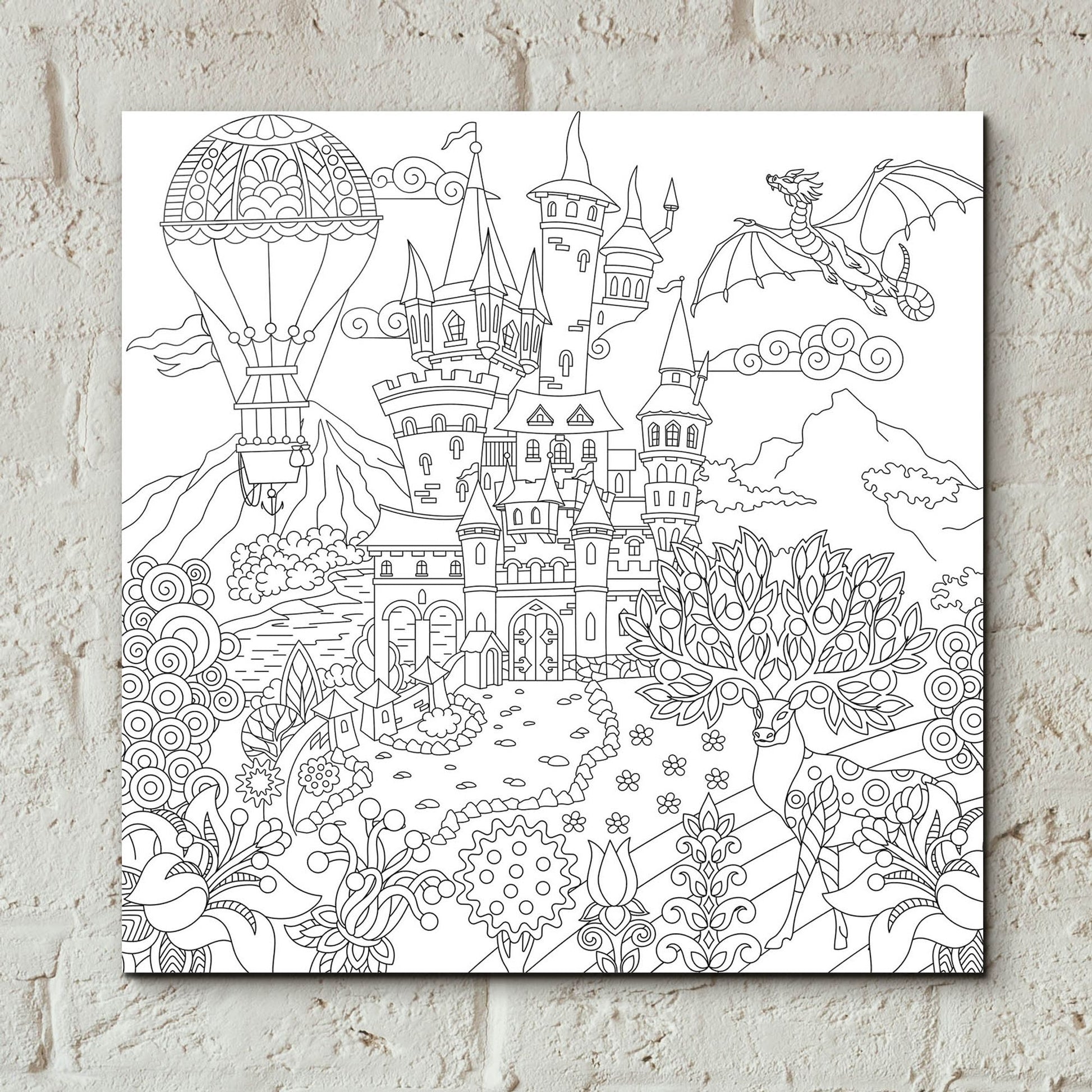 Epic Art 'Coloring Book Castle' by Epic Portfolio, Acrylic Glass Wall Art,12x12