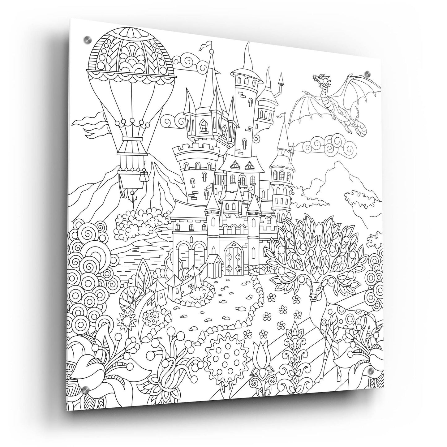 Epic Art 'Coloring Book Castle' by Epic Portfolio, Acrylic Glass Wall Art,24x24