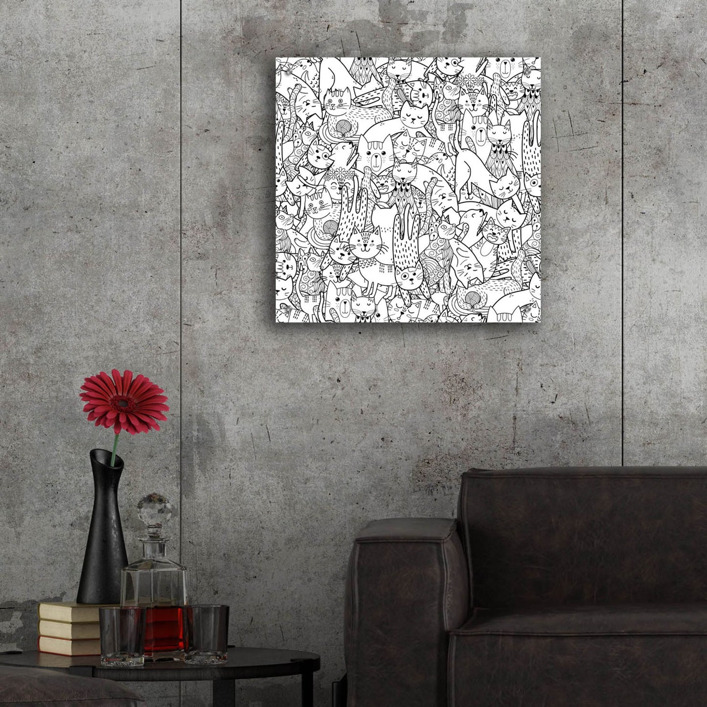 Epic Art 'Coloring Book Cats' by Epic Portfolio, Acrylic Glass Wall Art,24x24