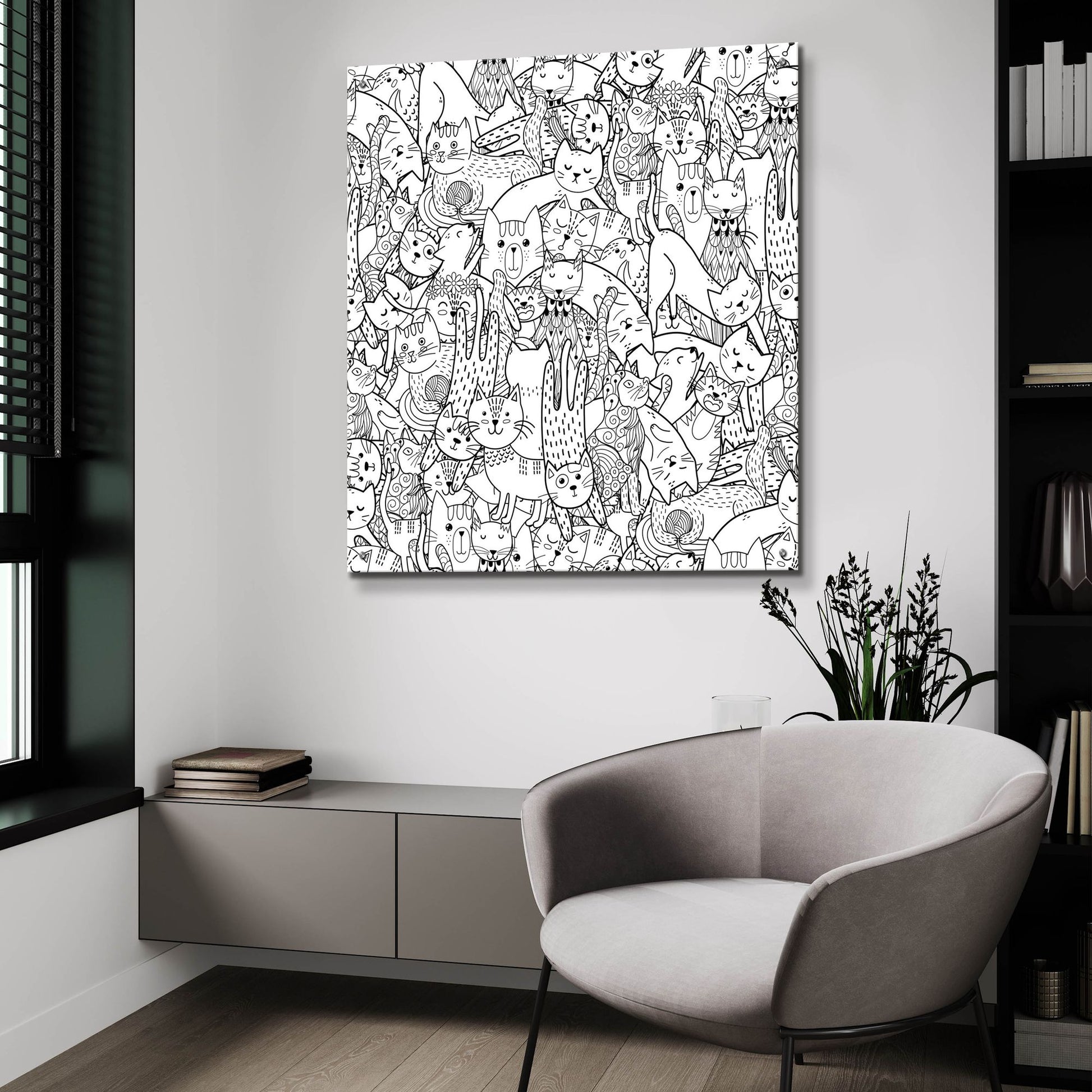 Epic Art 'Coloring Book Cats' by Epic Portfolio, Acrylic Glass Wall Art,36x36