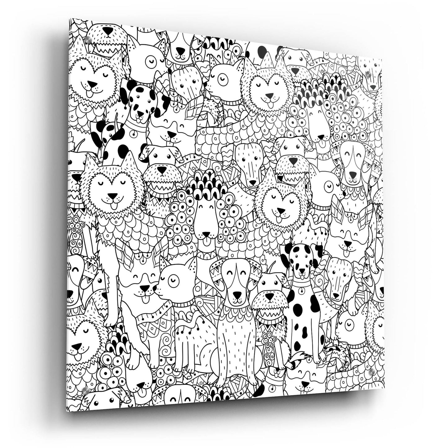 Epic Art 'Coloring Book Dogs' by Epic Portfolio, Acrylic Glass Wall Art,24x24