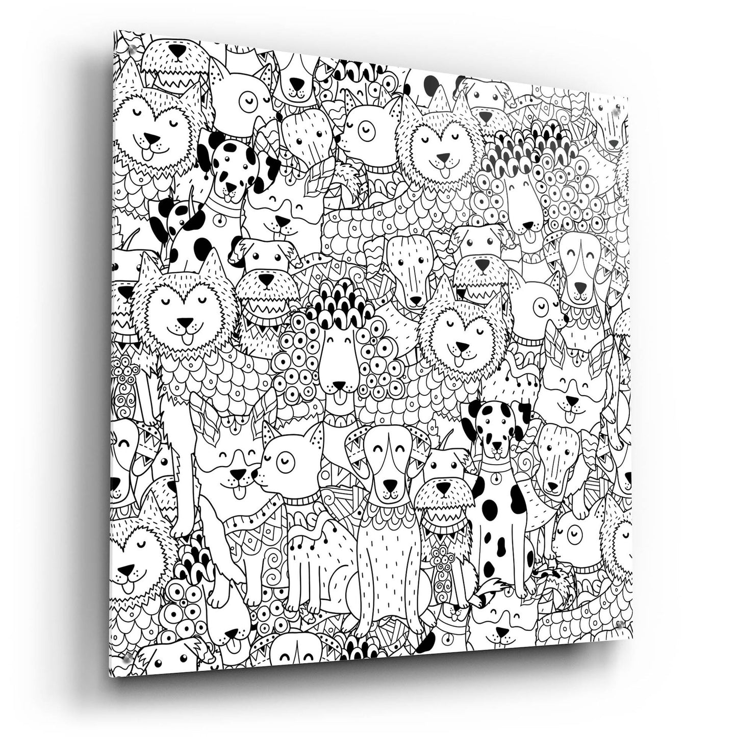 Epic Art 'Coloring Book Dogs' by Epic Portfolio, Acrylic Glass Wall Art,36x36