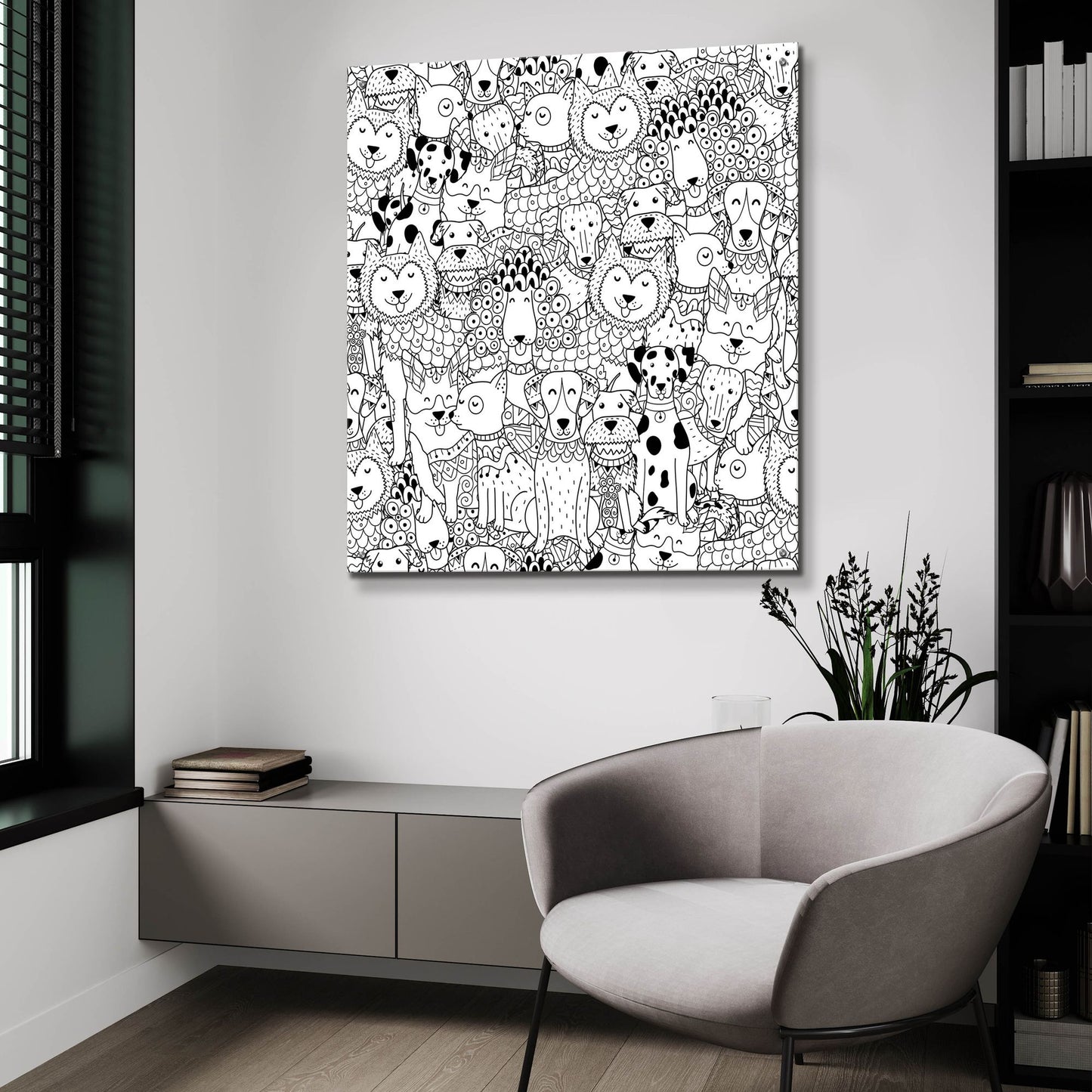 Epic Art 'Coloring Book Dogs' by Epic Portfolio, Acrylic Glass Wall Art,36x36