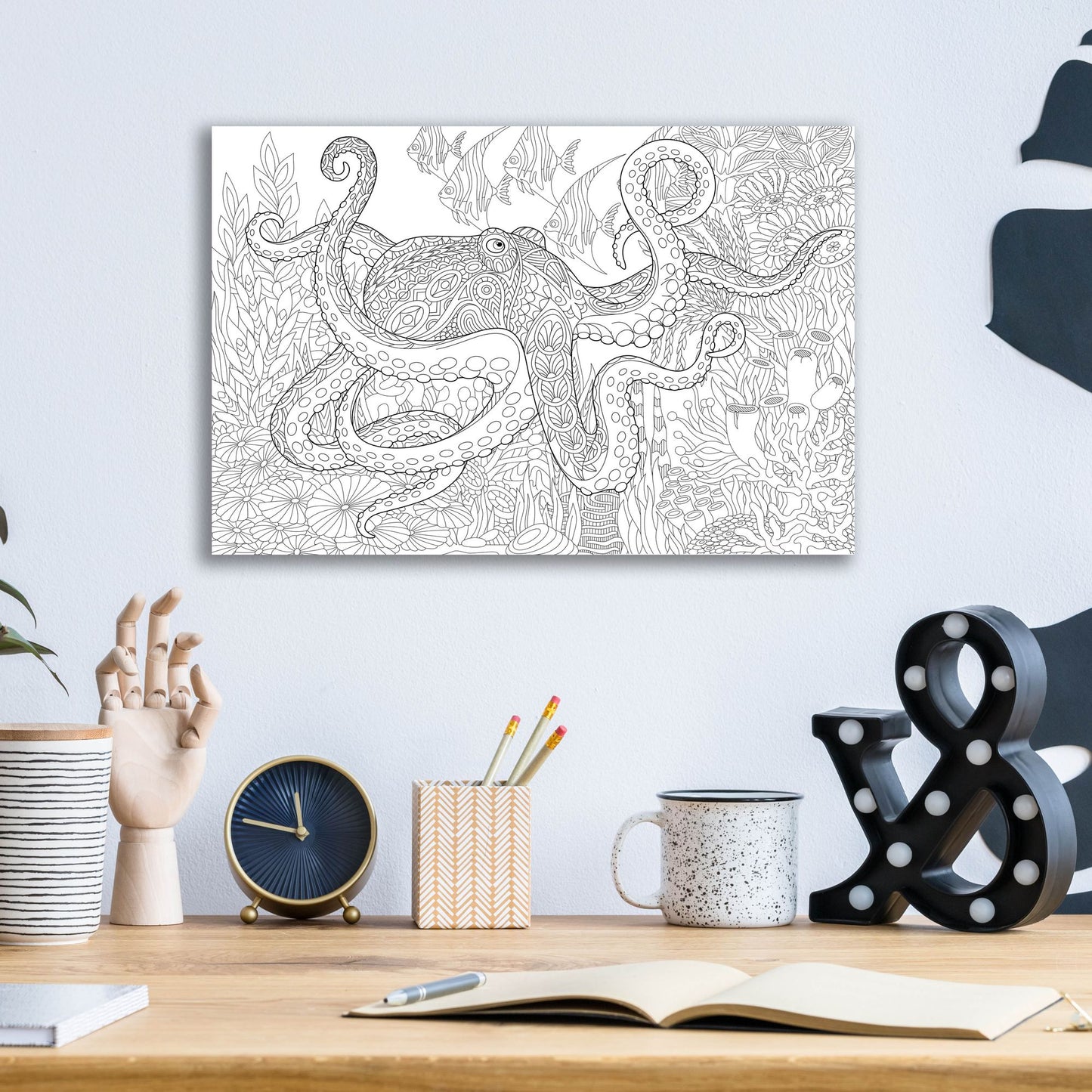 Epic Art 'Coloring Book Octopus' by Epic Portfolio, Acrylic Glass Wall Art,16x12