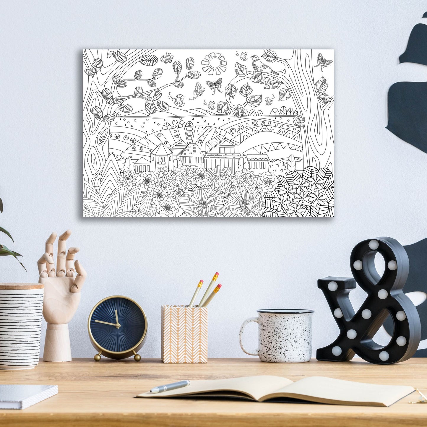 Epic Art 'Coloring Book Town' by Epic Portfolio, Acrylic Glass Wall Art,16x12