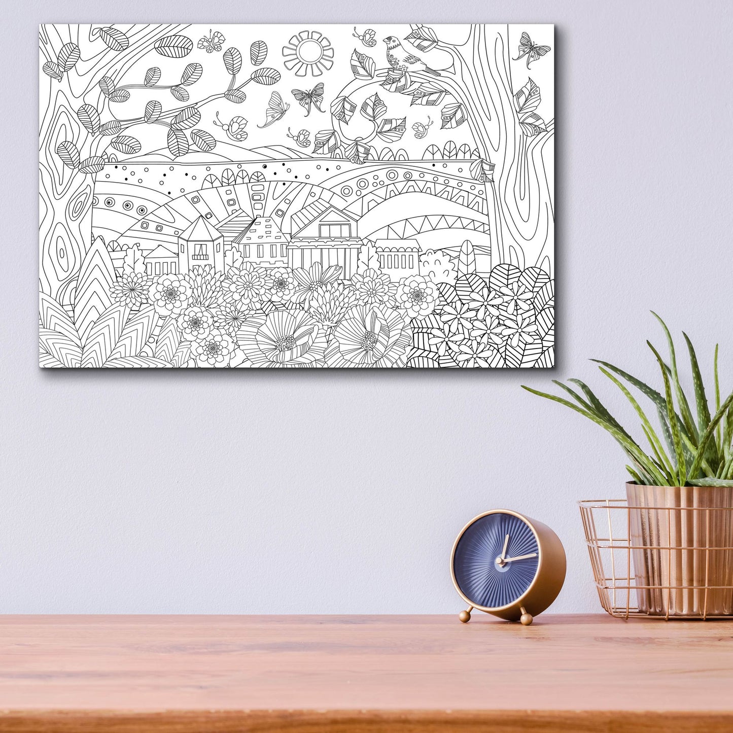 Epic Art 'Coloring Book Town' by Epic Portfolio, Acrylic Glass Wall Art,16x12