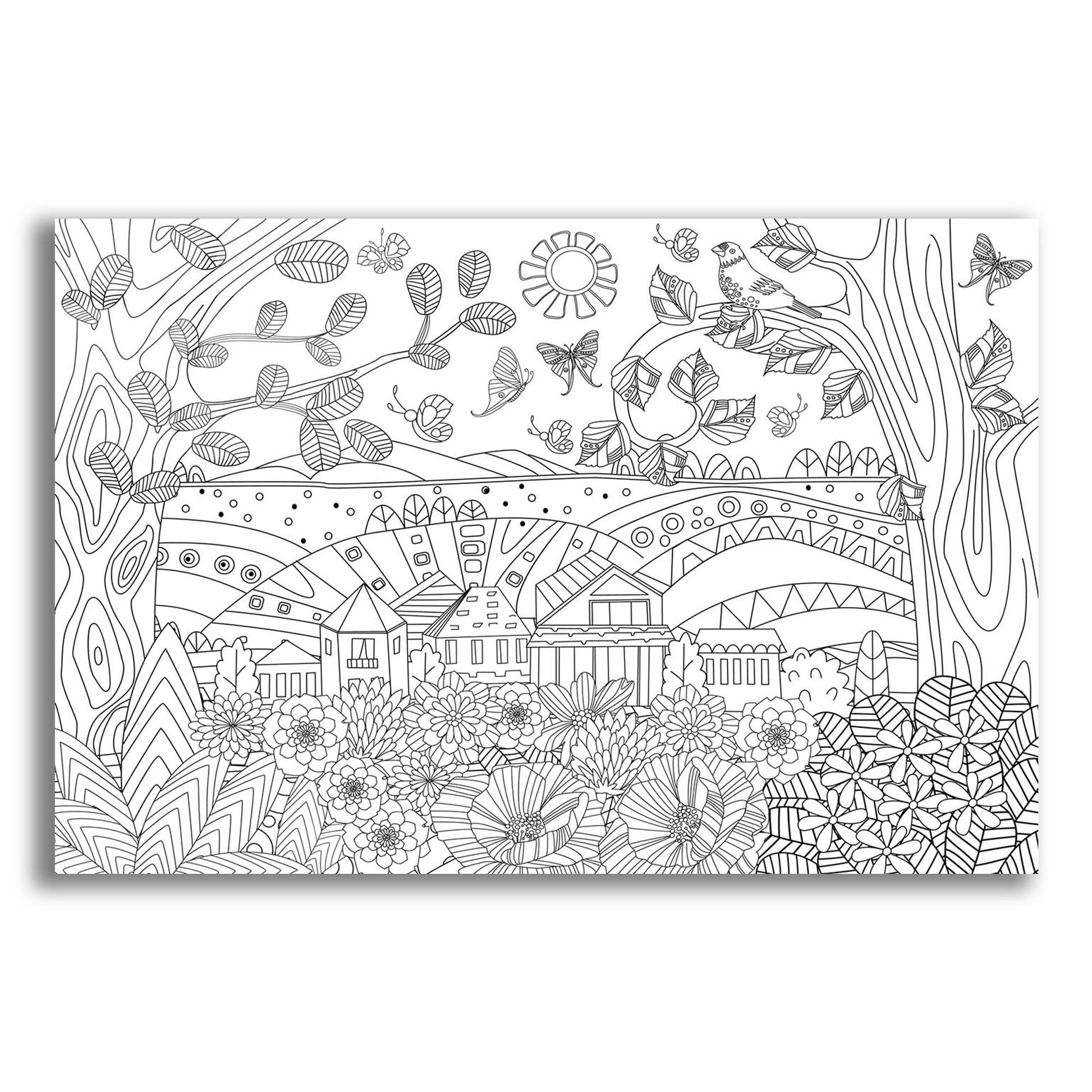 Epic Art 'Coloring Book Town' by Epic Portfolio, Acrylic Glass Wall Art,24x16