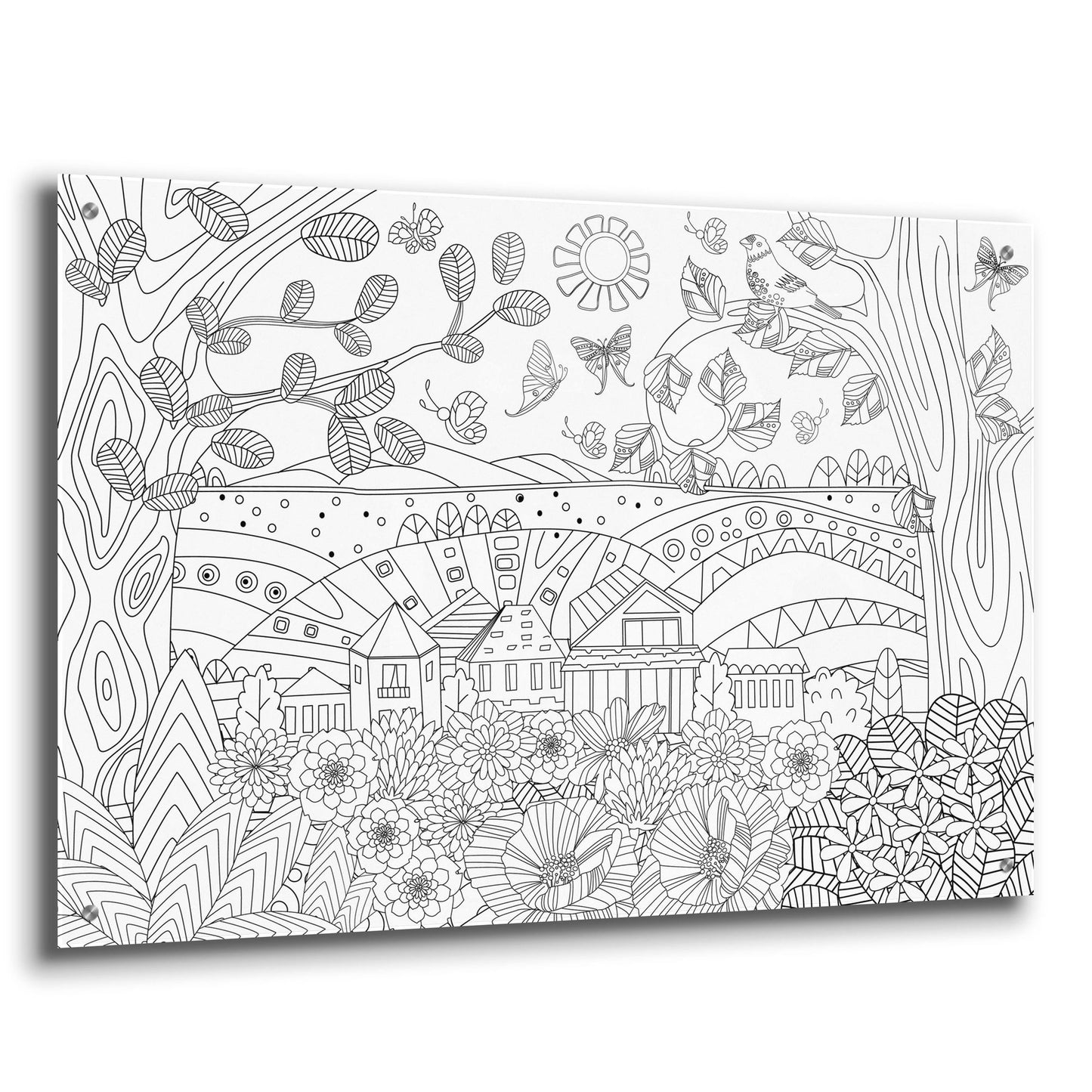 Epic Art 'Coloring Book Town' by Epic Portfolio, Acrylic Glass Wall Art,36x24