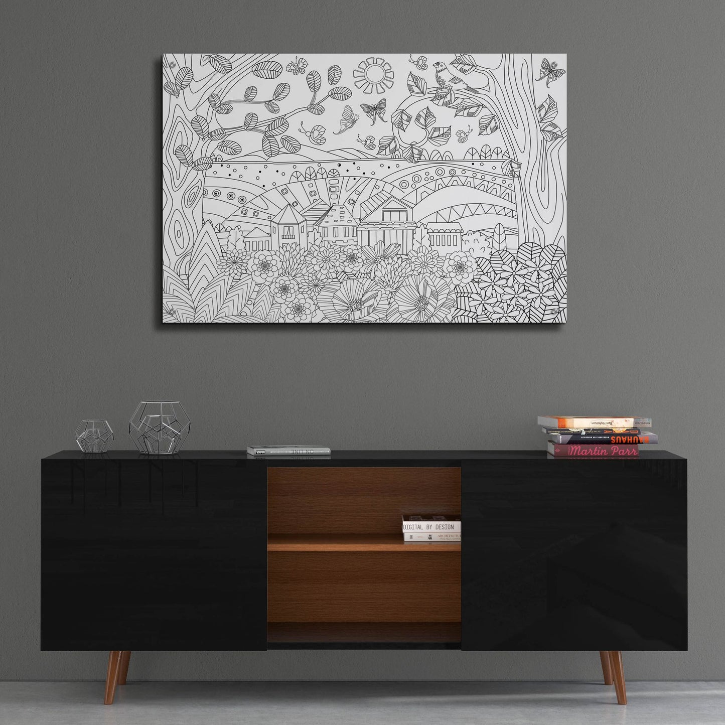 Epic Art 'Coloring Book Town' by Epic Portfolio, Acrylic Glass Wall Art,36x24