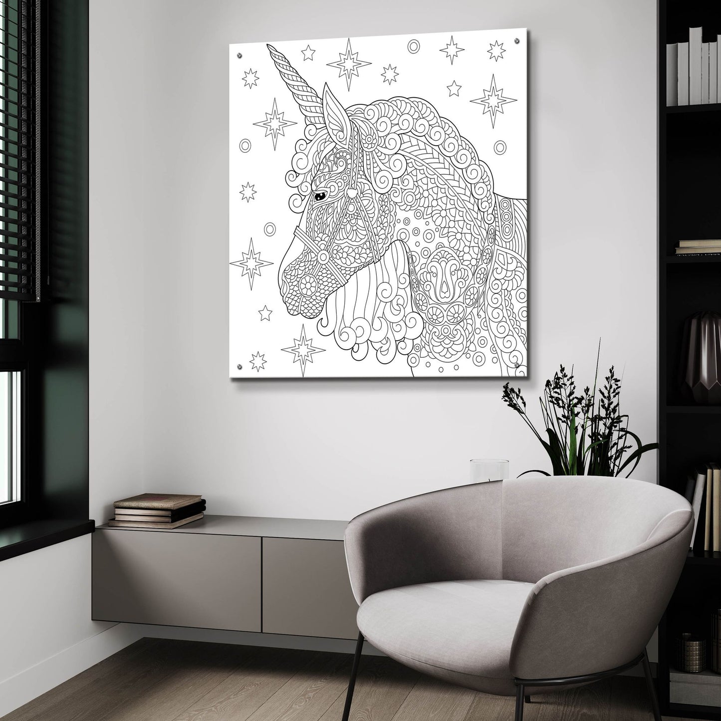 Epic Art 'Coloring Book Unicorn' by Epic Portfolio, Acrylic Glass Wall Art,36x36