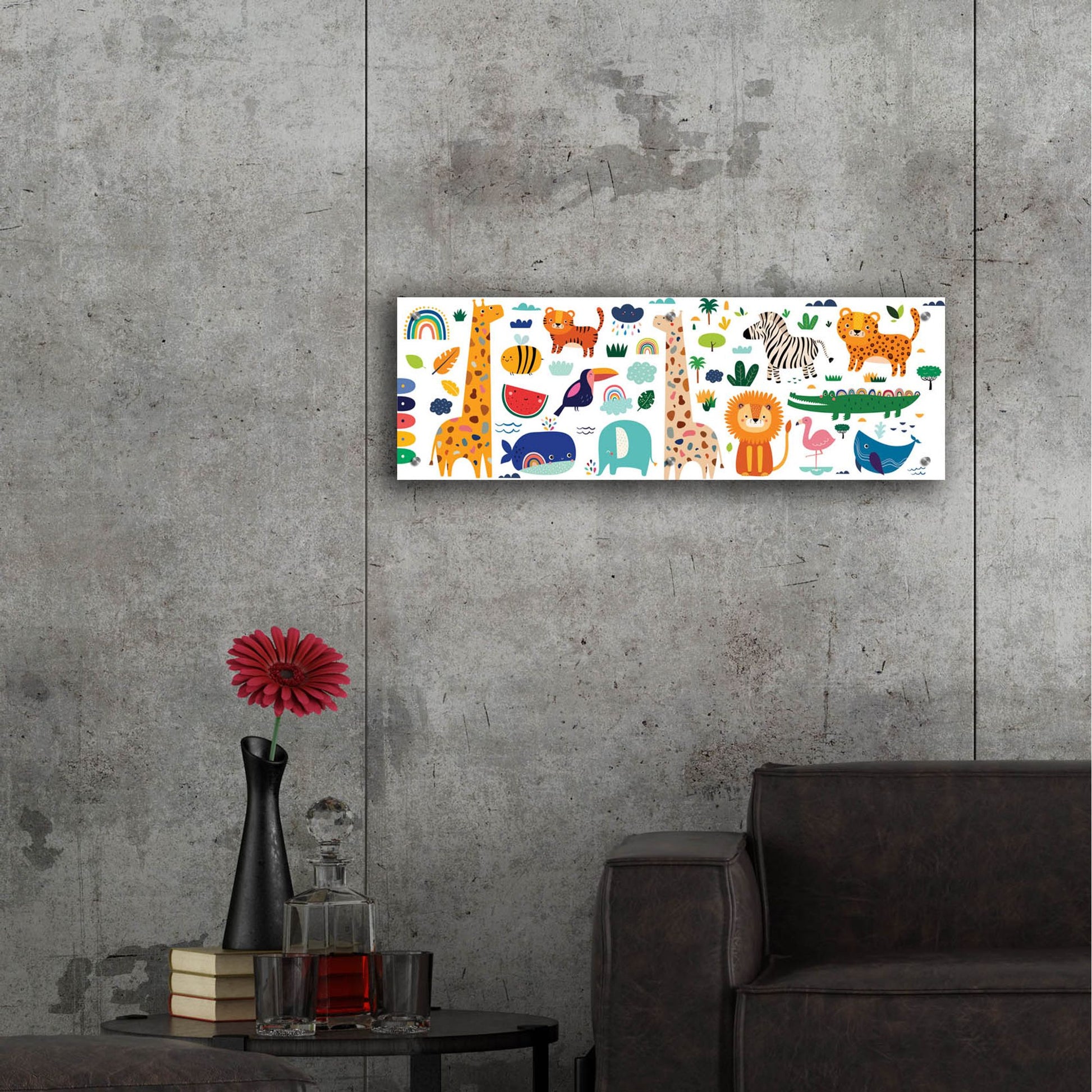 Epic Art 'Cute Animals' by Epic Portfolio, Acrylic Glass Wall Art,36x12