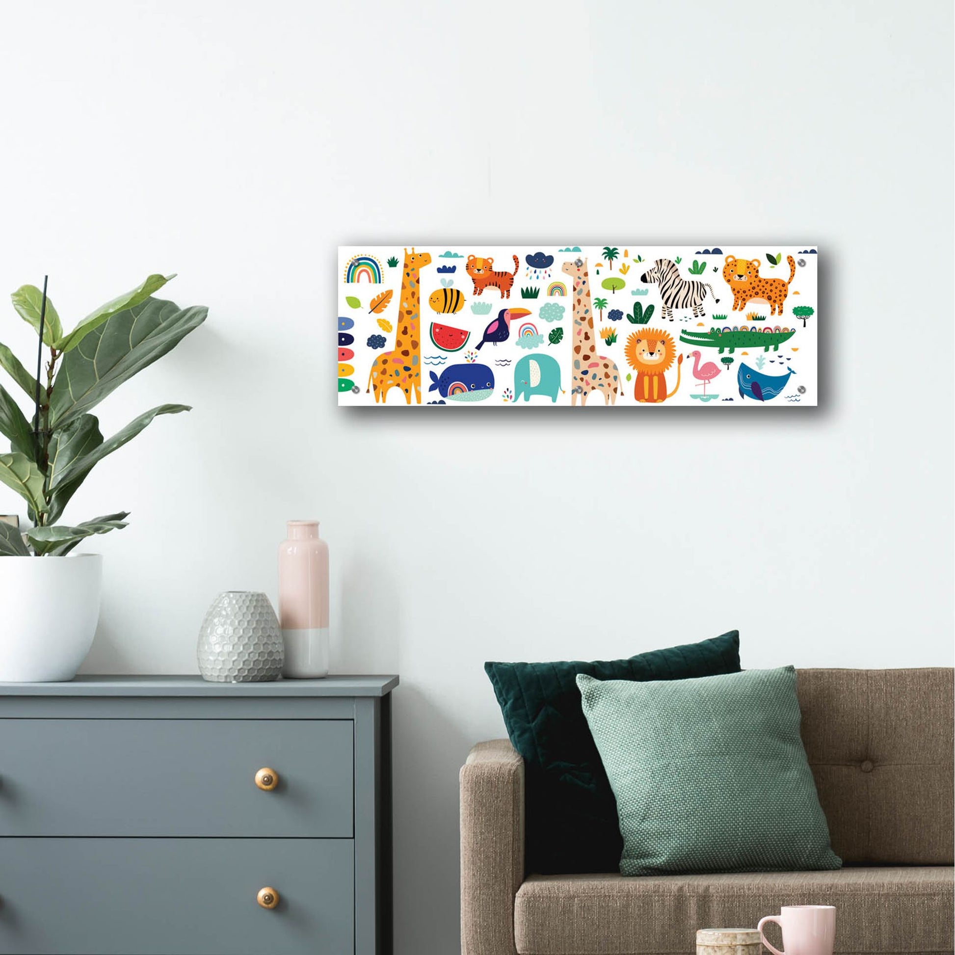 Epic Art 'Cute Animals' by Epic Portfolio, Acrylic Glass Wall Art,36x12