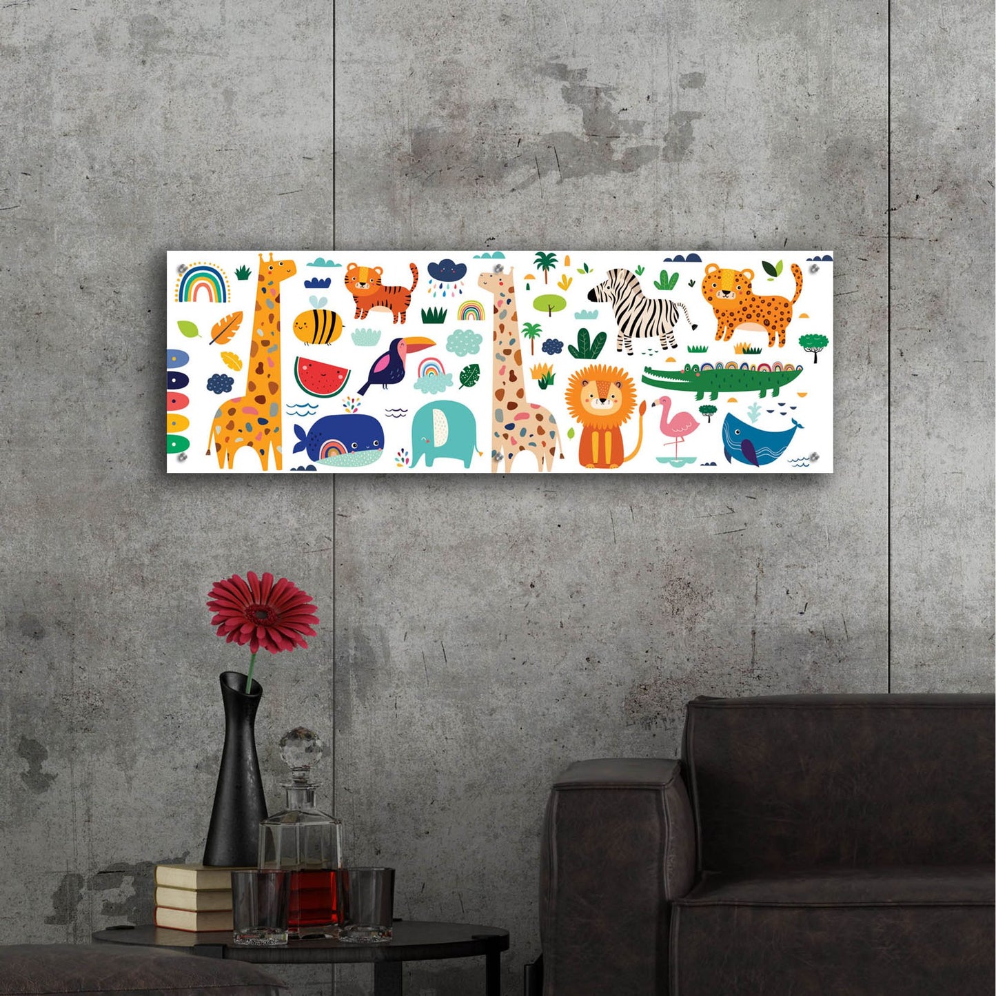 Epic Art 'Cute Animals' by Epic Portfolio, Acrylic Glass Wall Art,48x16