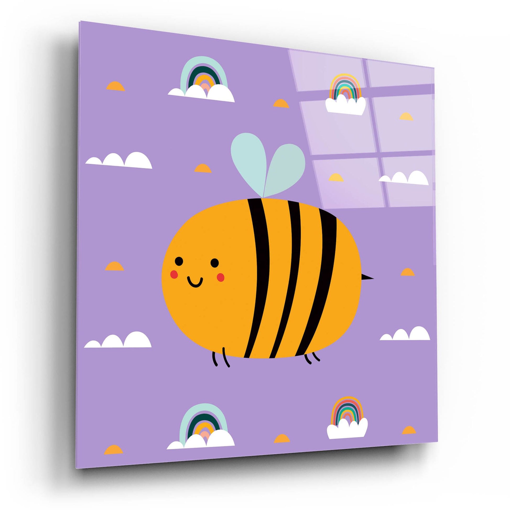 Epic Art 'Cute Bee' by Epic Portfolio, Acrylic Glass Wall Art,12x12