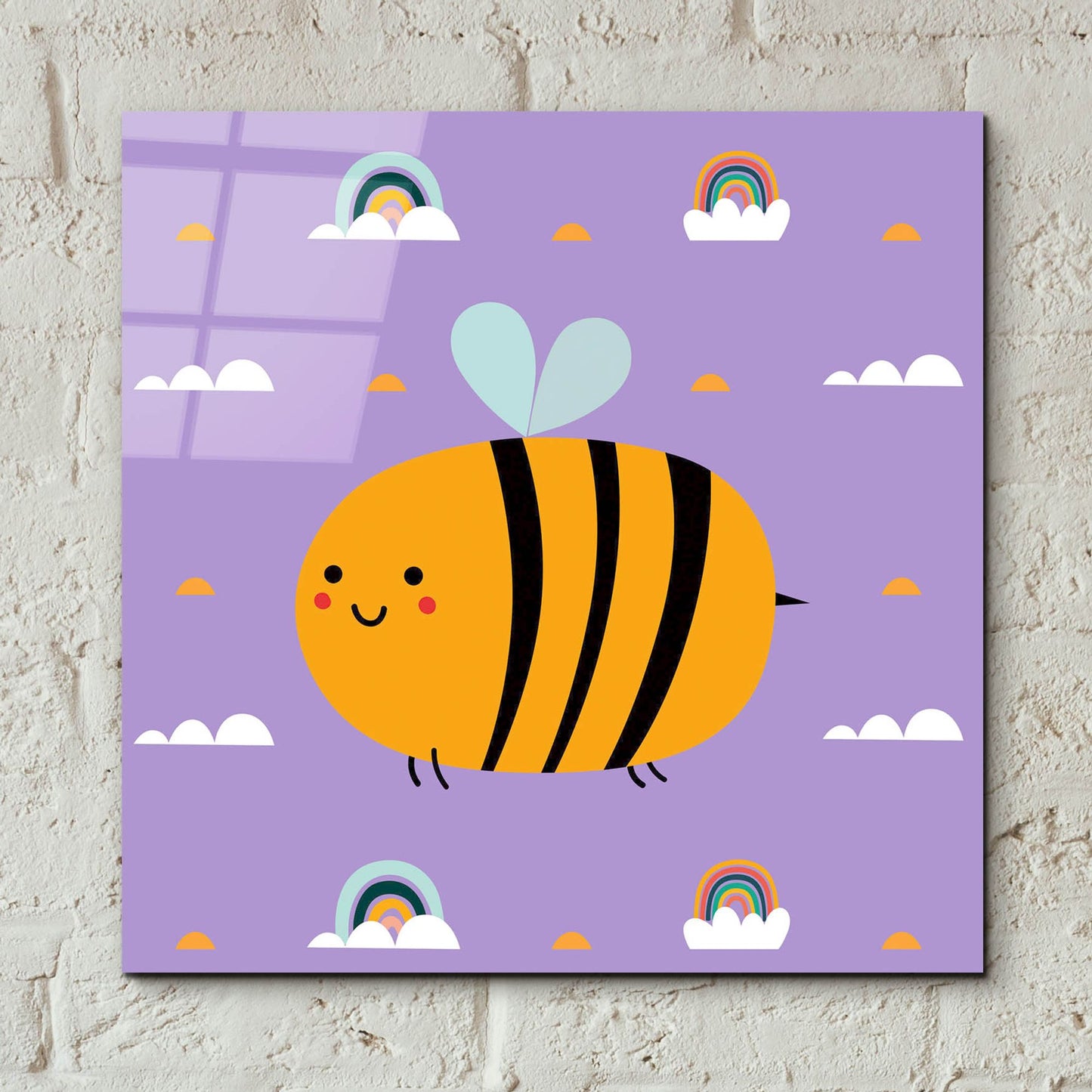 Epic Art 'Cute Bee' by Epic Portfolio, Acrylic Glass Wall Art,12x12