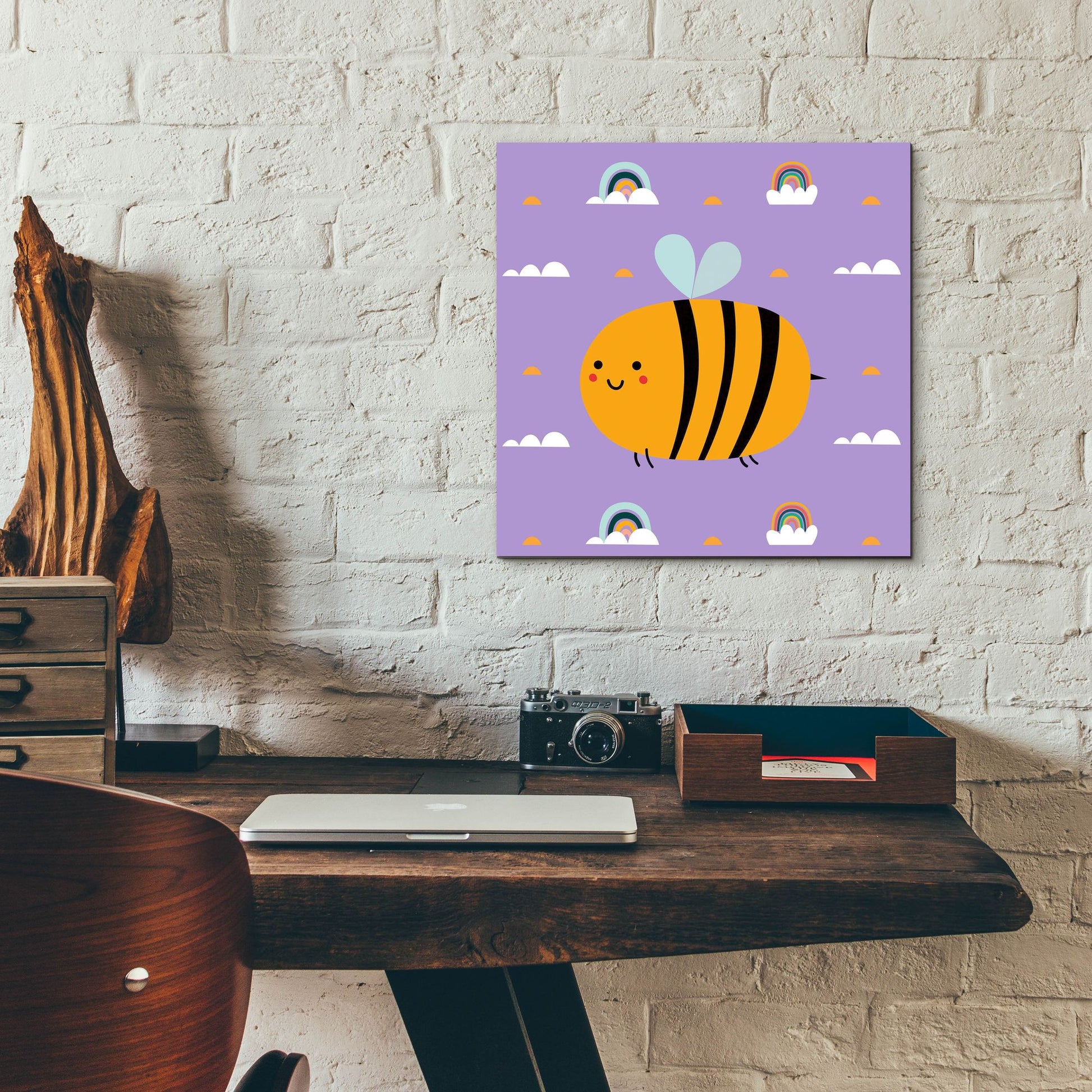 Epic Art 'Cute Bee' by Epic Portfolio, Acrylic Glass Wall Art,12x12