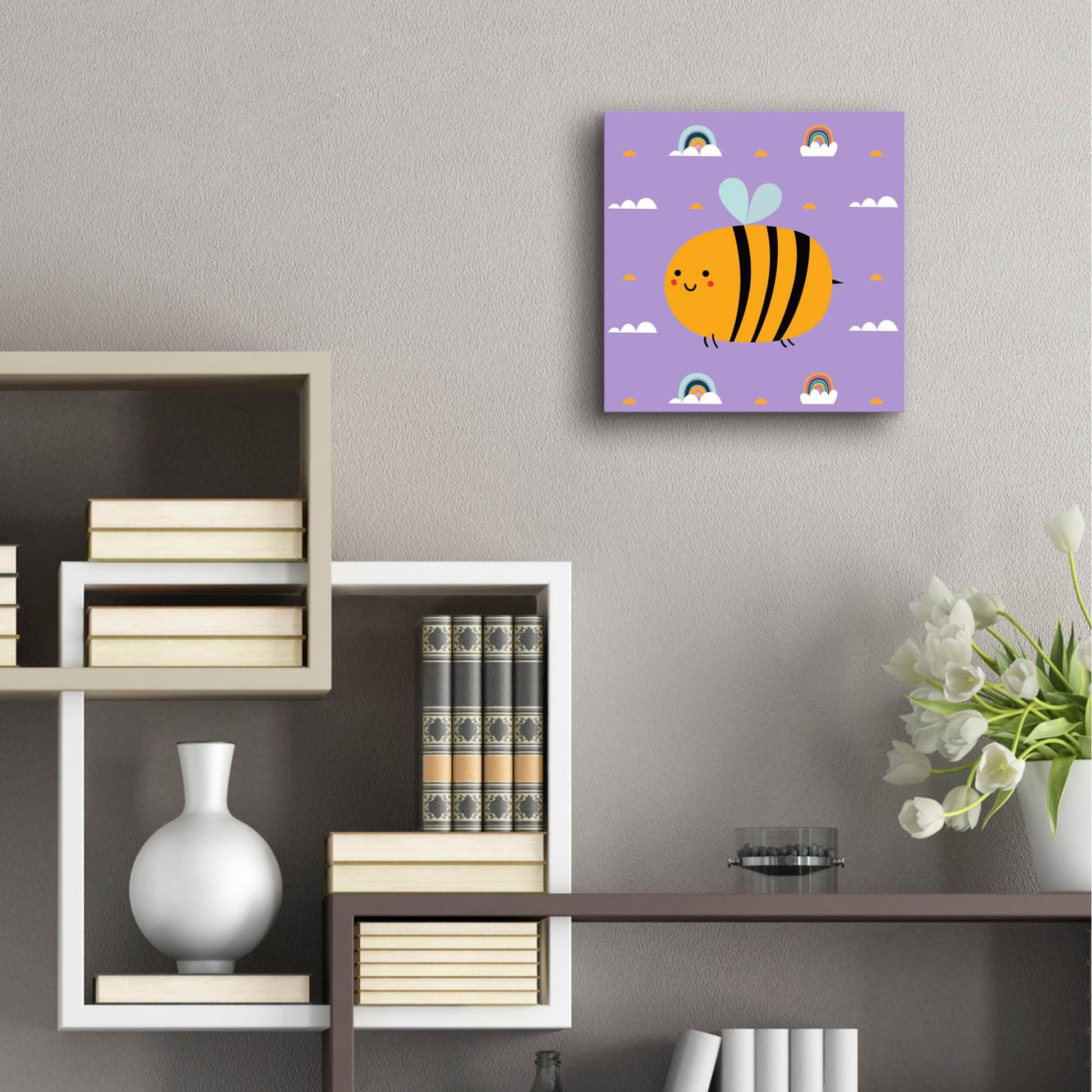 Epic Art 'Cute Bee' by Epic Portfolio, Acrylic Glass Wall Art,12x12