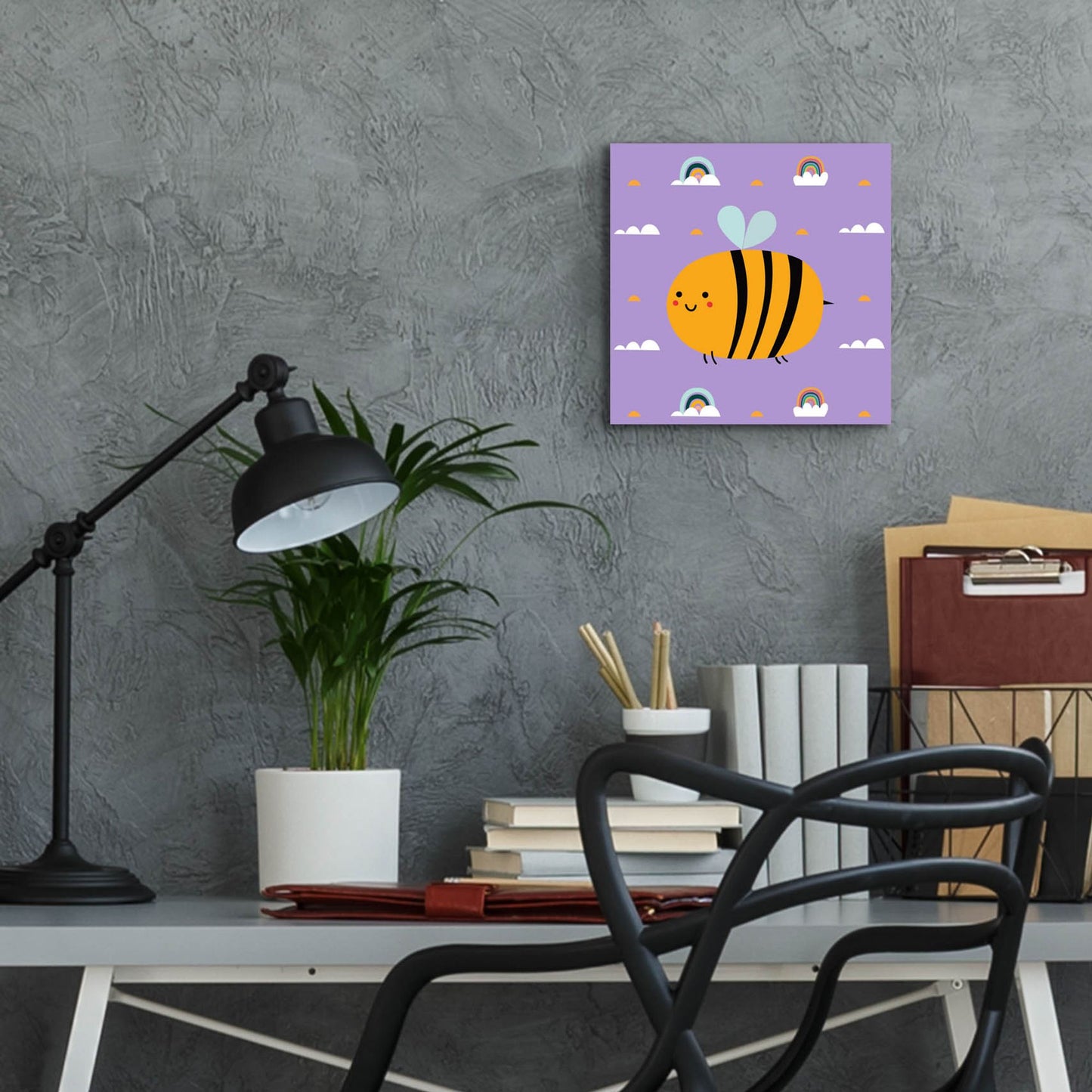 Epic Art 'Cute Bee' by Epic Portfolio, Acrylic Glass Wall Art,12x12