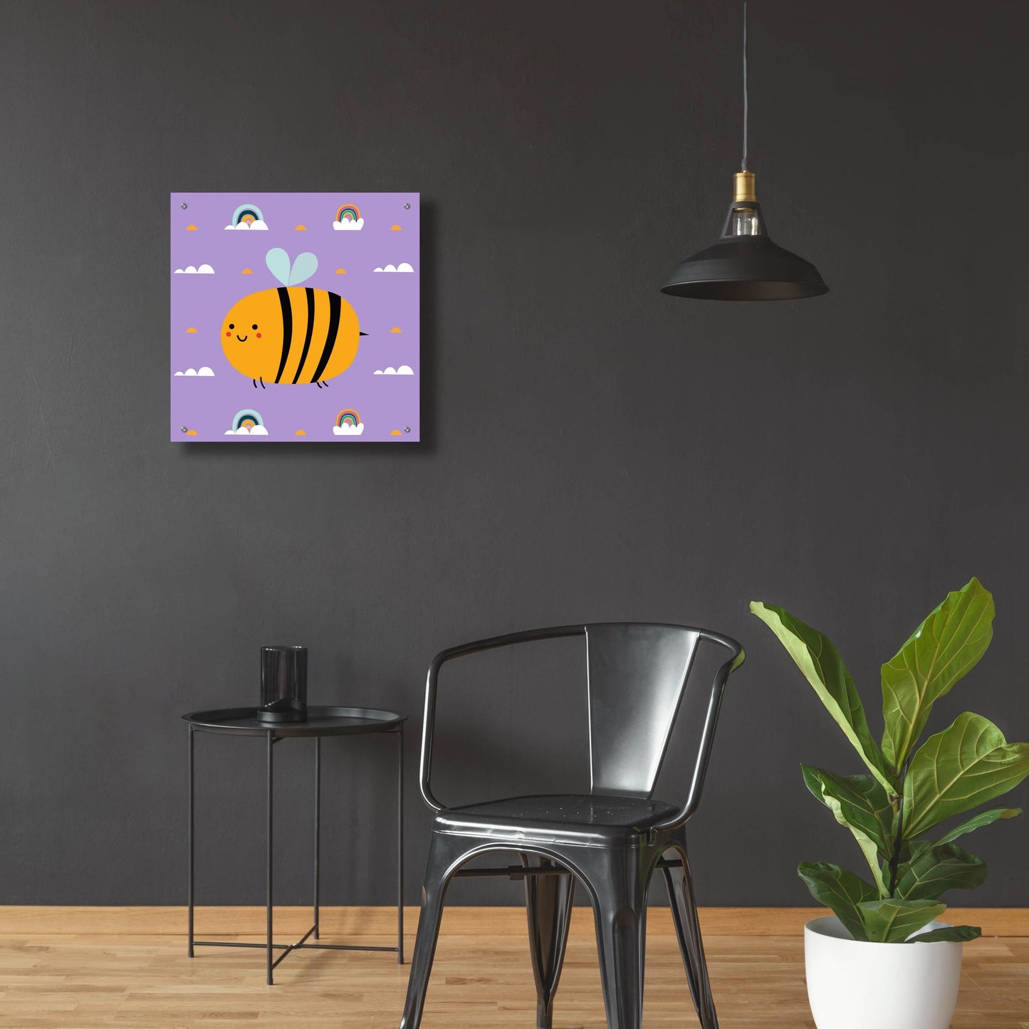 Epic Art 'Cute Bee' by Epic Portfolio, Acrylic Glass Wall Art,24x24