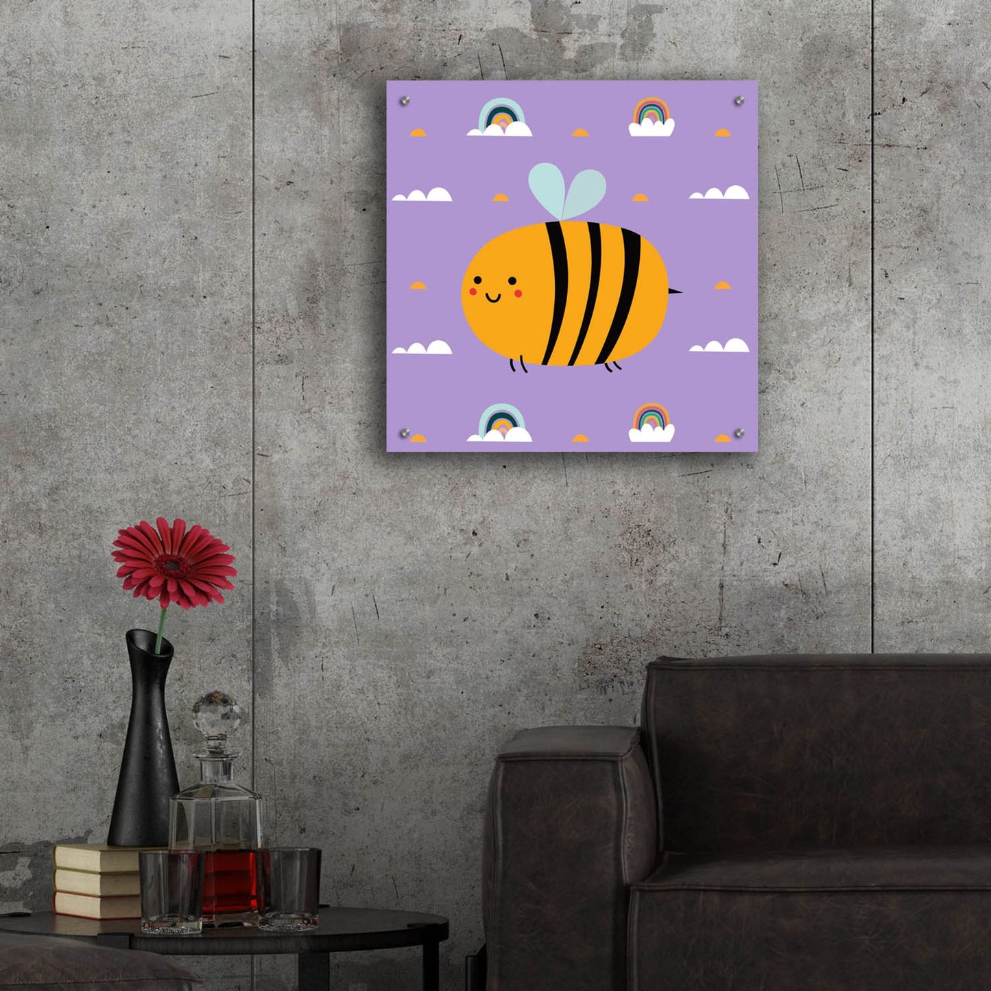 Epic Art 'Cute Bee' by Epic Portfolio, Acrylic Glass Wall Art,24x24