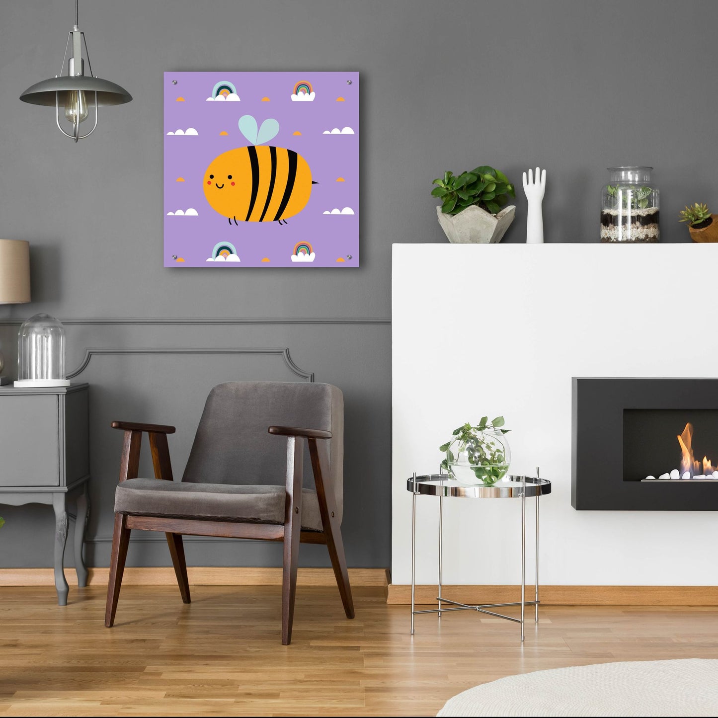 Epic Art 'Cute Bee' by Epic Portfolio, Acrylic Glass Wall Art,24x24